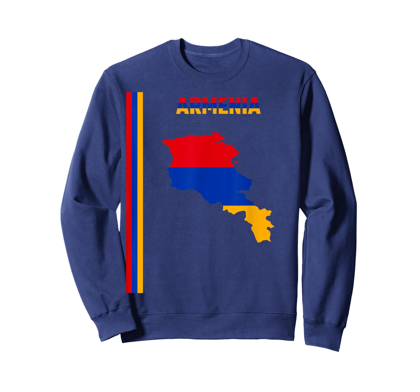 Vertical Armenian Flag, text “ARMENIA” & Silhouette map T-Shirt