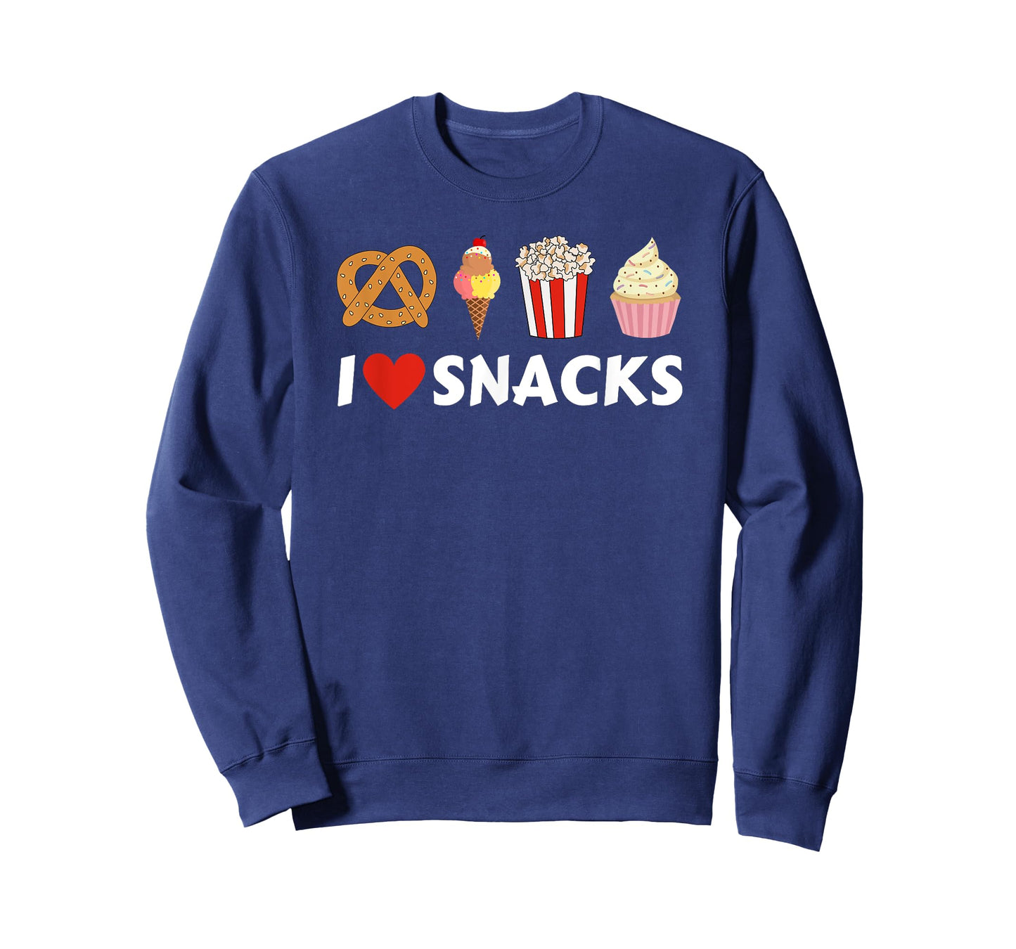 I Love Snacks Food Lover Heart Funny Foodie T-Shirt