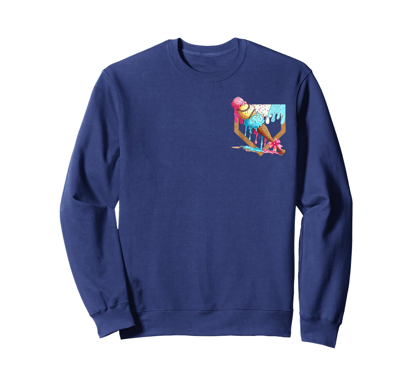 Baseball Drip Girl Baseball Ice Cream Drip Home Logo Pocket T-Shirt