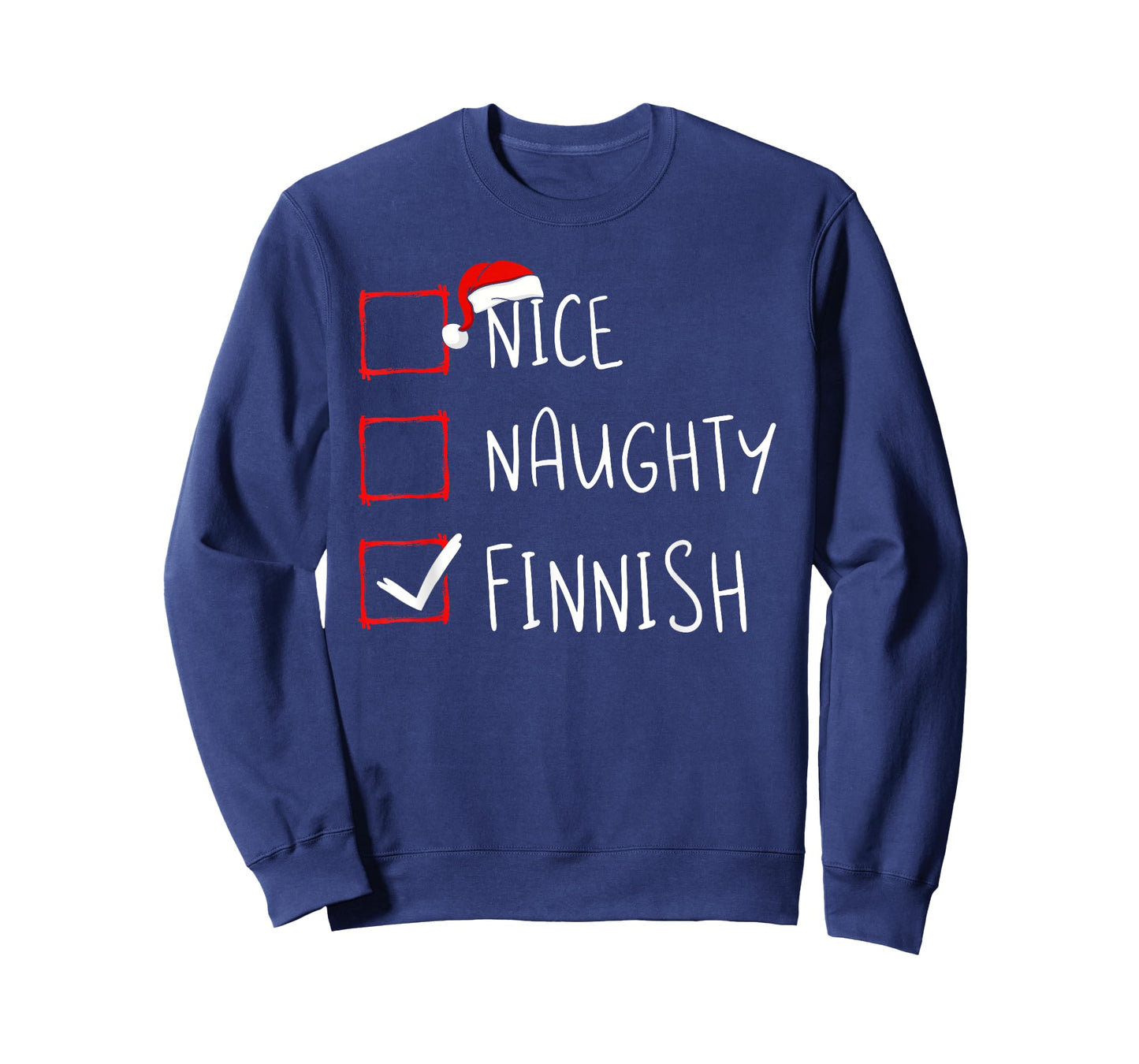 Funny Finnish Christmas Finland Nice Naughty Finnish Heritage Roots T-Shirt - Black, Small, Unisex, Short Sleeve, Cotton 60% Polyester 40%, Christmas, Finland