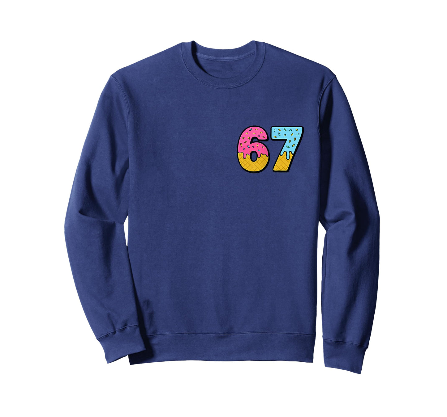 Six Seven on Back Meme Ice Cream Drip Waffle Cone Funny 67 T-Shirt