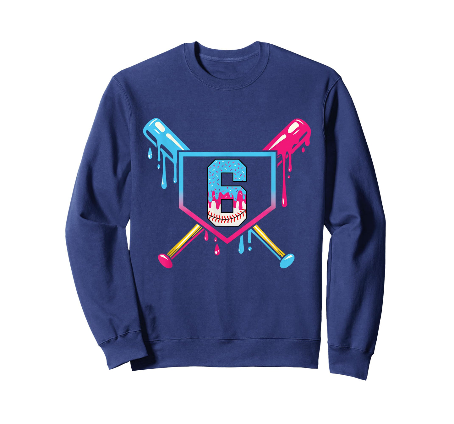 Baseball 6 Year Old Ice Cream 6th Birthday Boy Number 6 T-Shirt