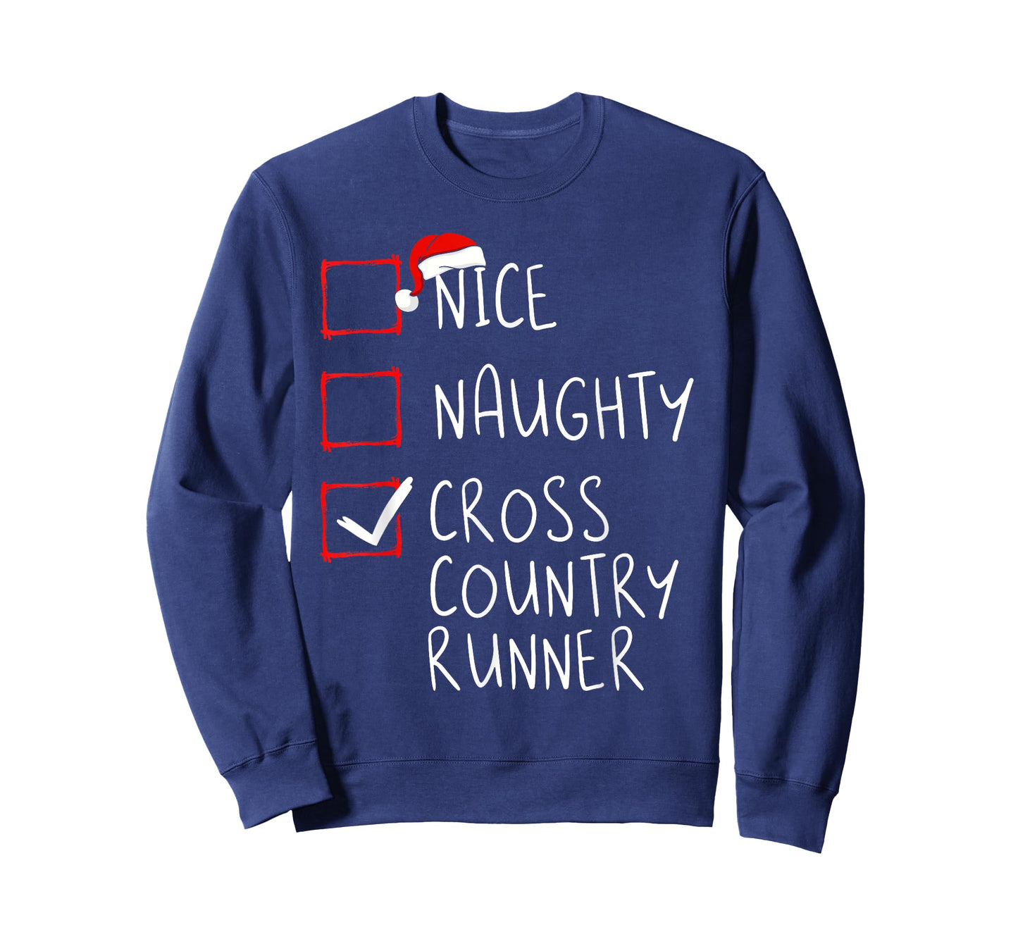 Nice Naughty Cross Country Runner List Christmas Santa Claus T-Shirt