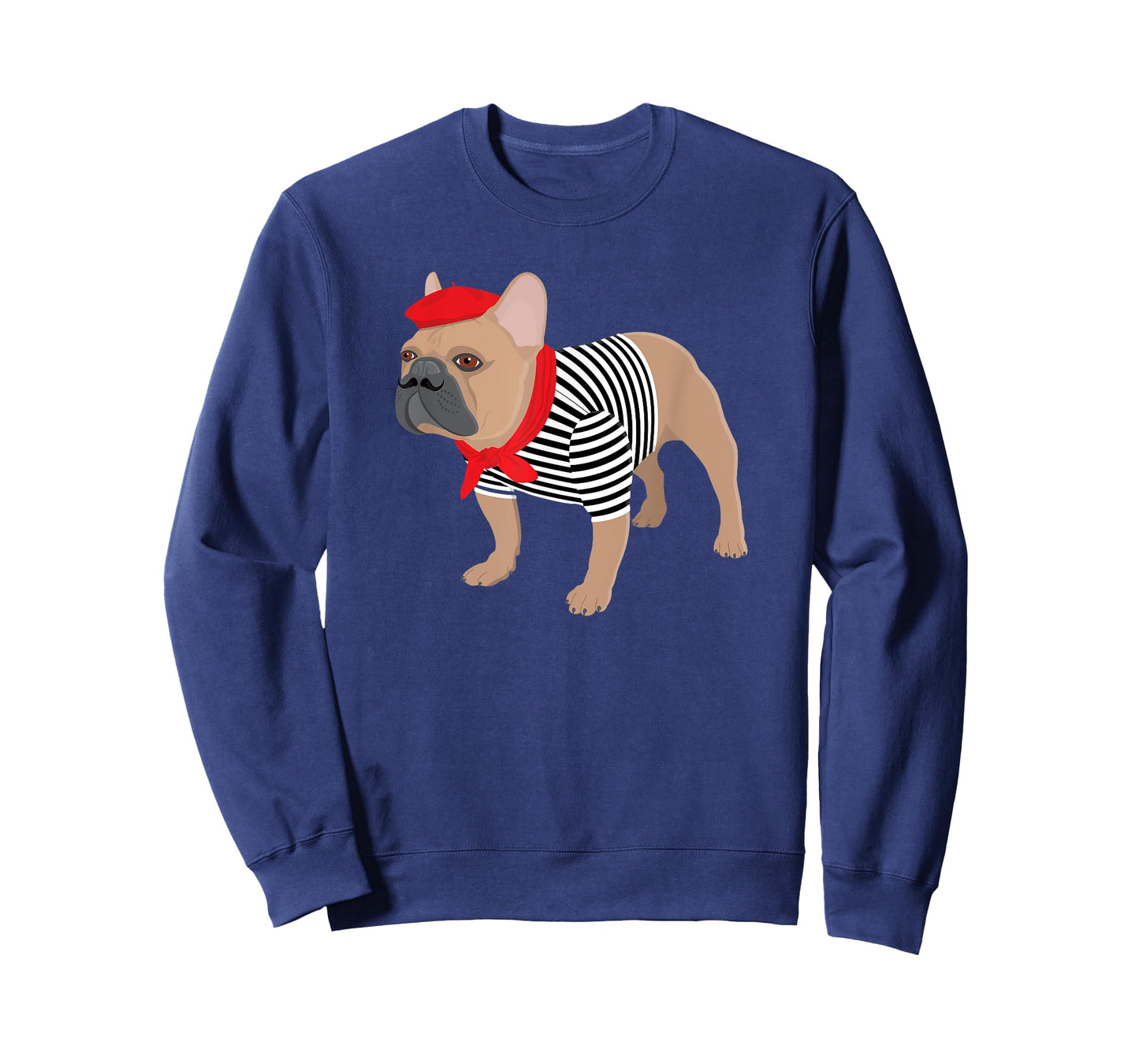 French Bulldog Dog with French Beret Hat Funny Animal Pun T-Shirt