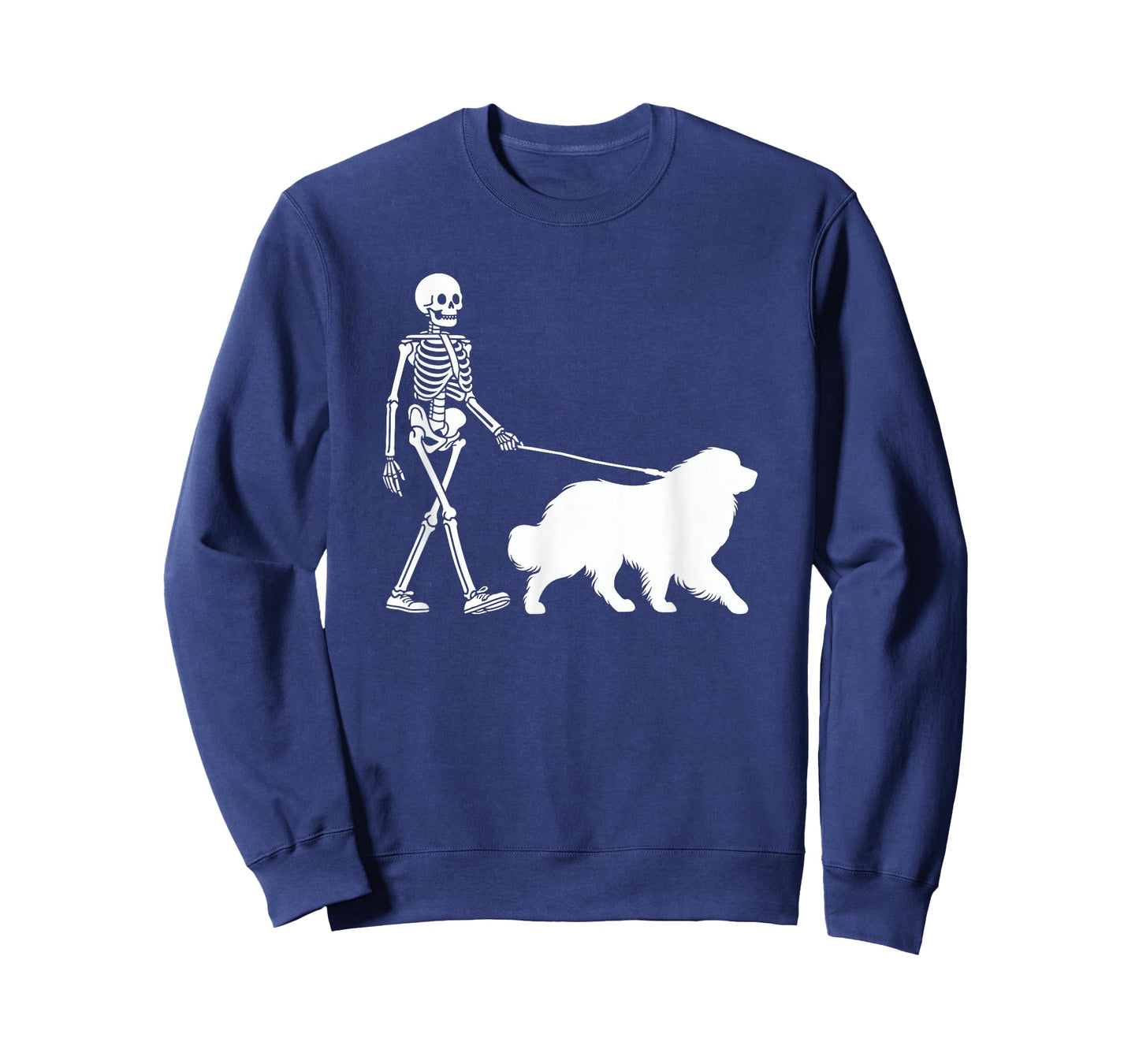 Skeleton Walking a Dog Great Pyrenees Halloween Outfit T-Shirt