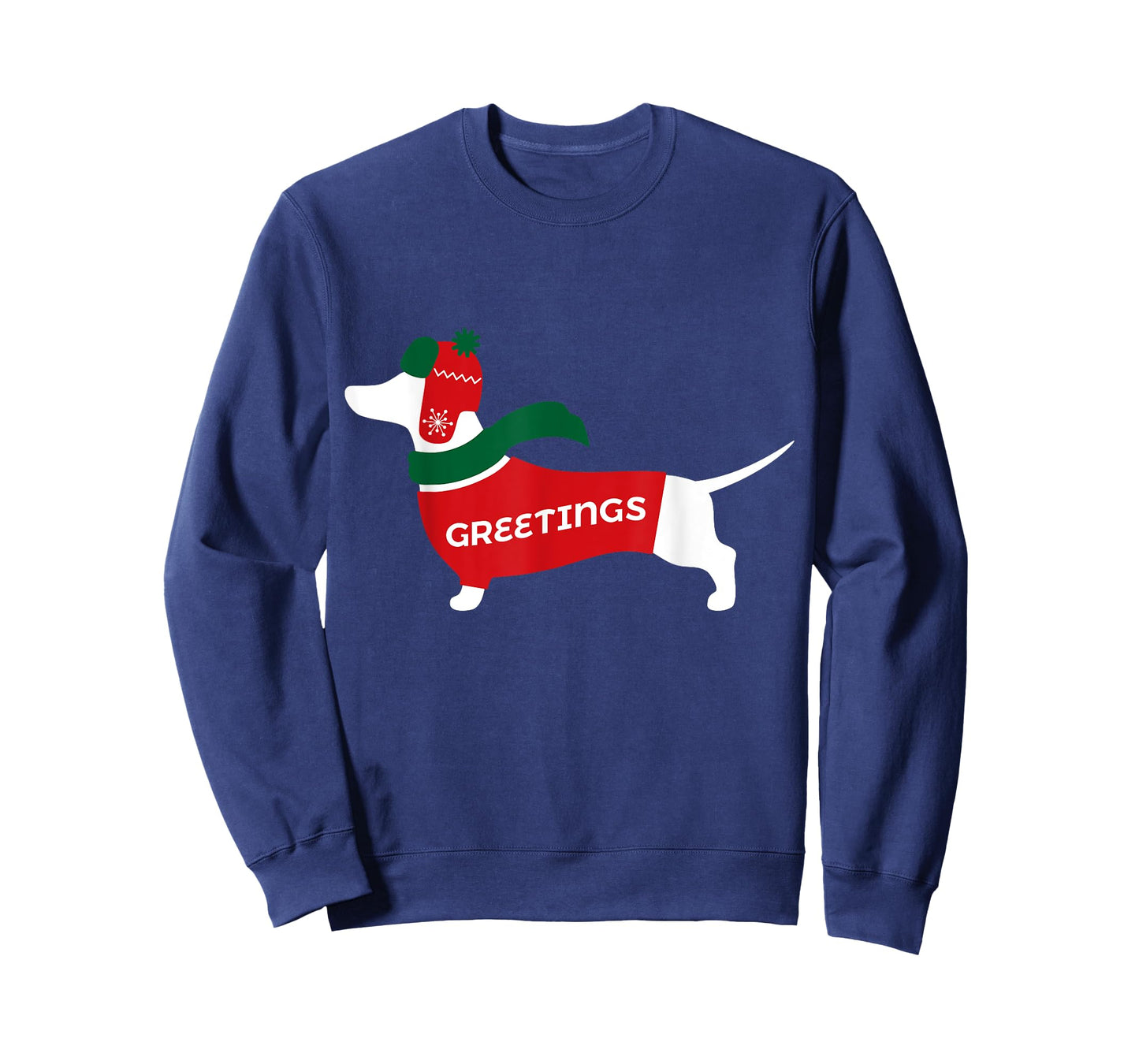 Cute Dachshund Christmas Wearing Sweater, Scarf, Hat T-Shirt