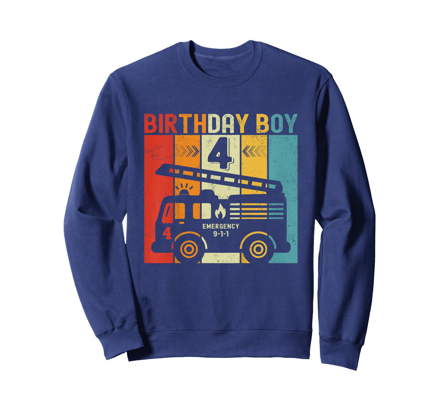 Kids 4th Birthday Boy Firefighter 4 Year Old Boy Fire Truck T-Shirt