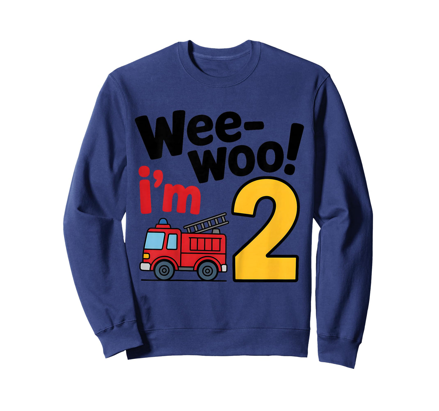 Kids Wee Woo I'm Two Firefighter 2nd Birthday Boys 2 Year Old T-Shirt