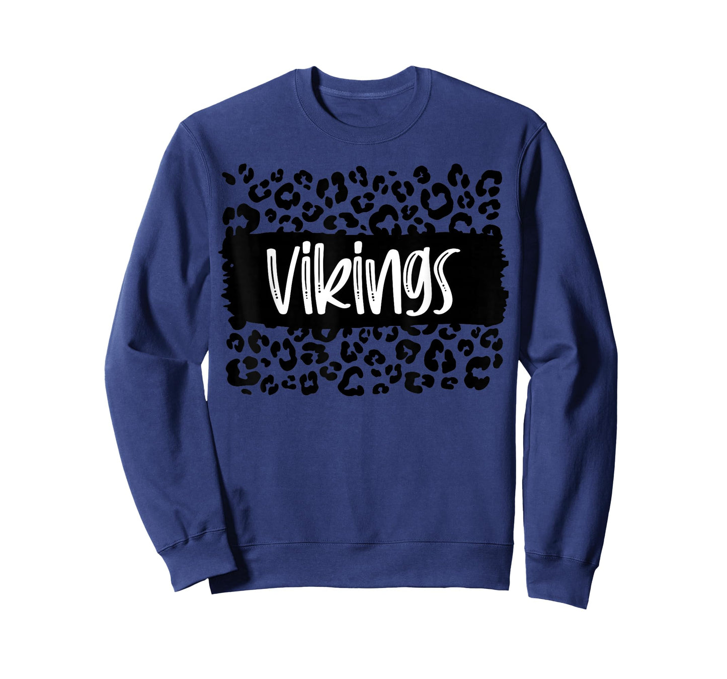 Vikings Team Mascot School Spirit Game Night Leopard Print T-Shirt