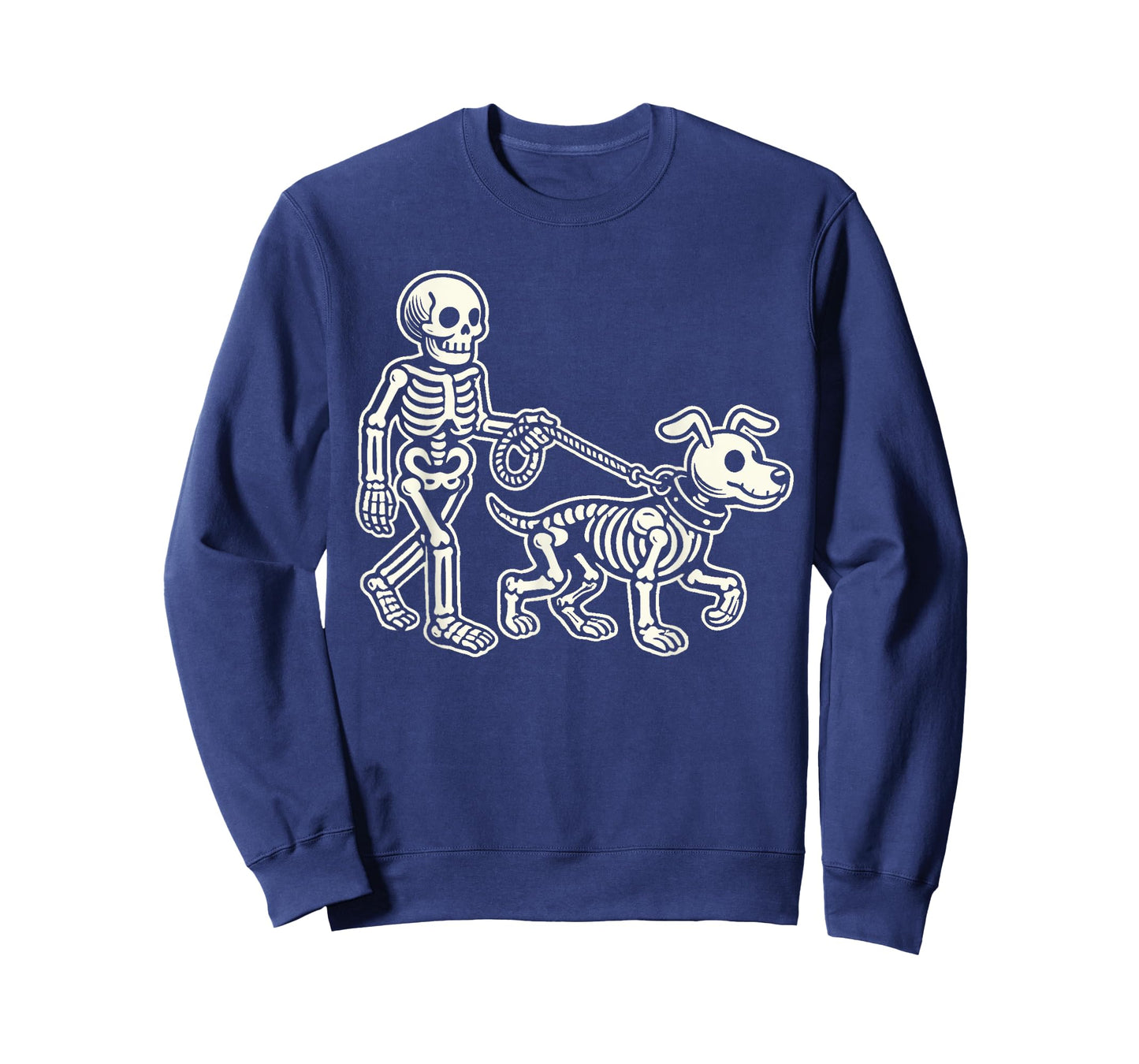 Skeleton Leads Dog Funny Skull Pet For Halloween Costume T-Shirt for Men Women Kids