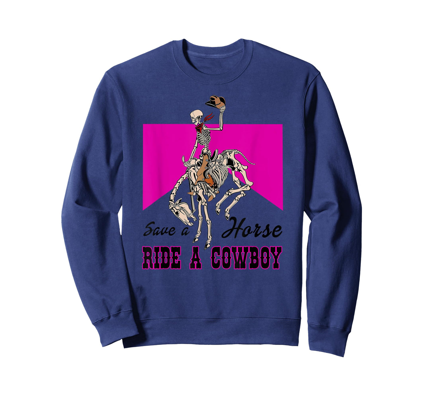 Save a Horse Ride a Cowboy Funny Skeleton Western Pink Women T-Shirt