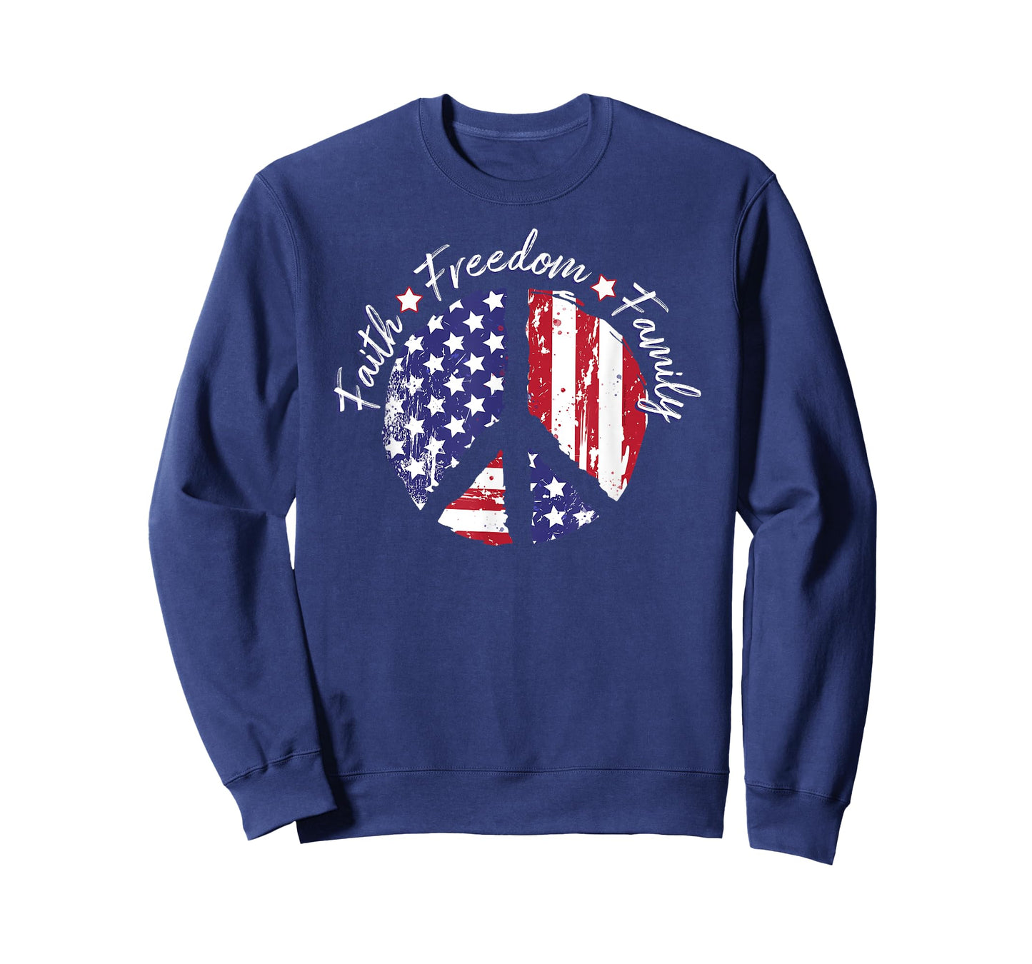 Patriotic Peace Sign USA Flag Faith Freedom Family T-Shirt