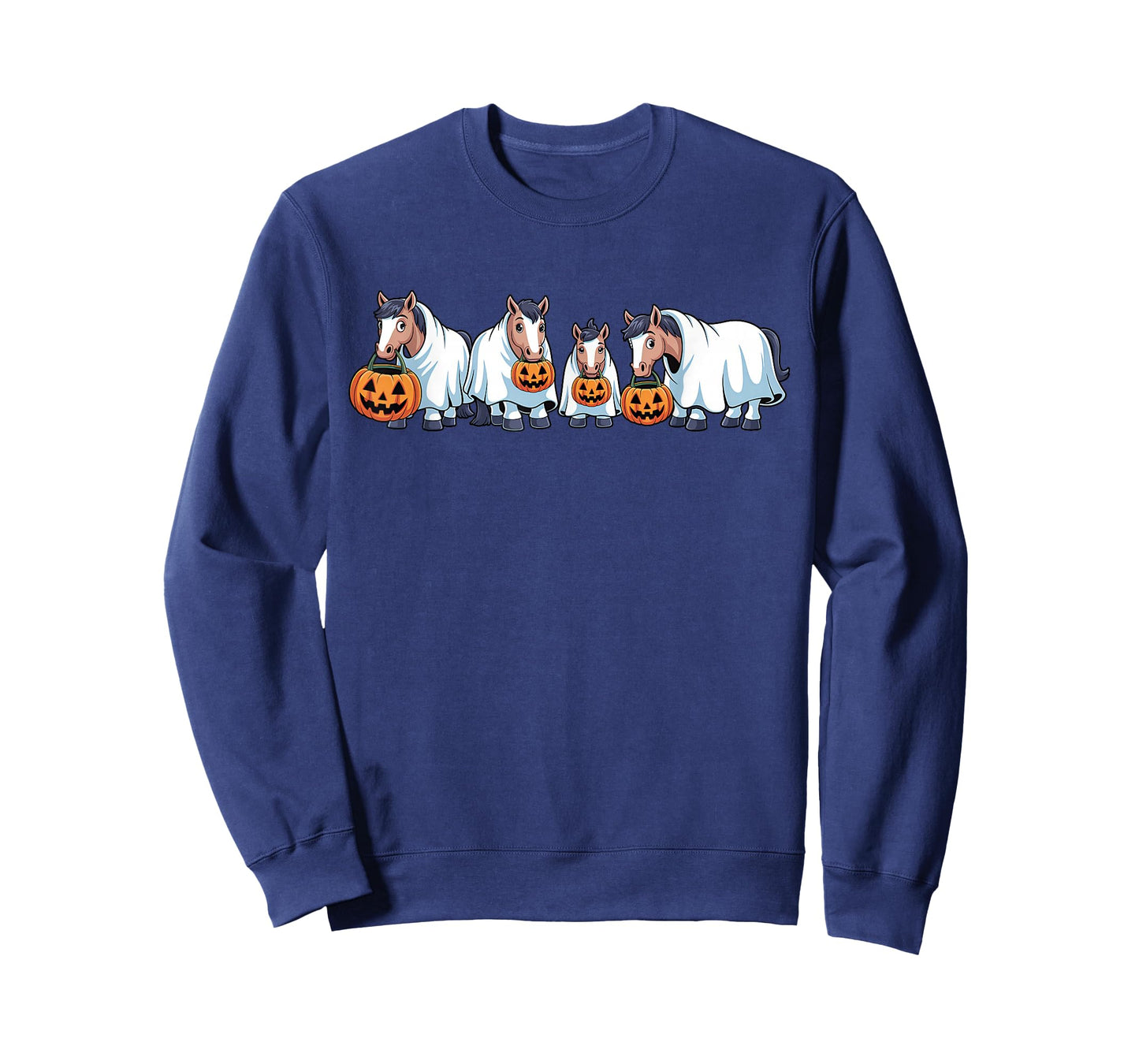 Spooky Horses Ghost Funny Halloween Animals Lover Pumpkin T-Shirt