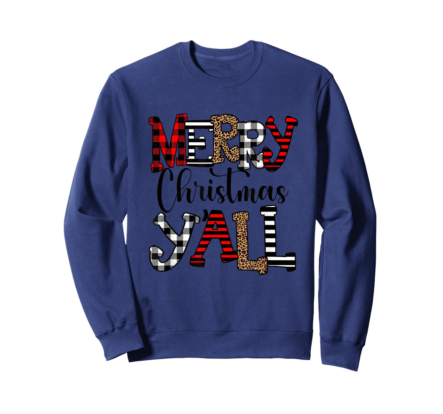 Western Country Merry Christmas Ya'll Leopard Buffalo Plaid T-Shirt