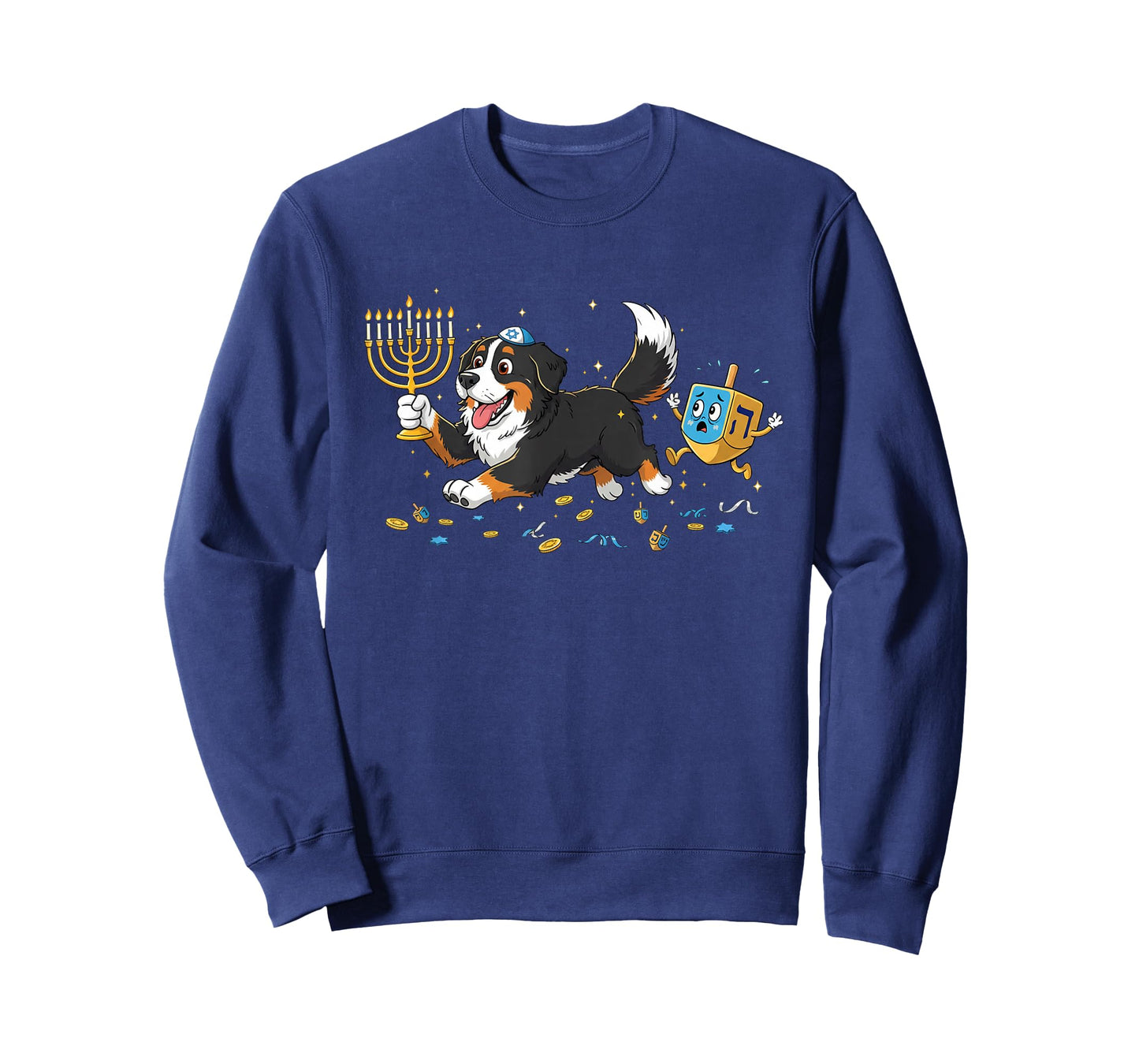 Bernese Mountain Dog Dreidel Menorah Hanukkah Womens Mens T-Shirt