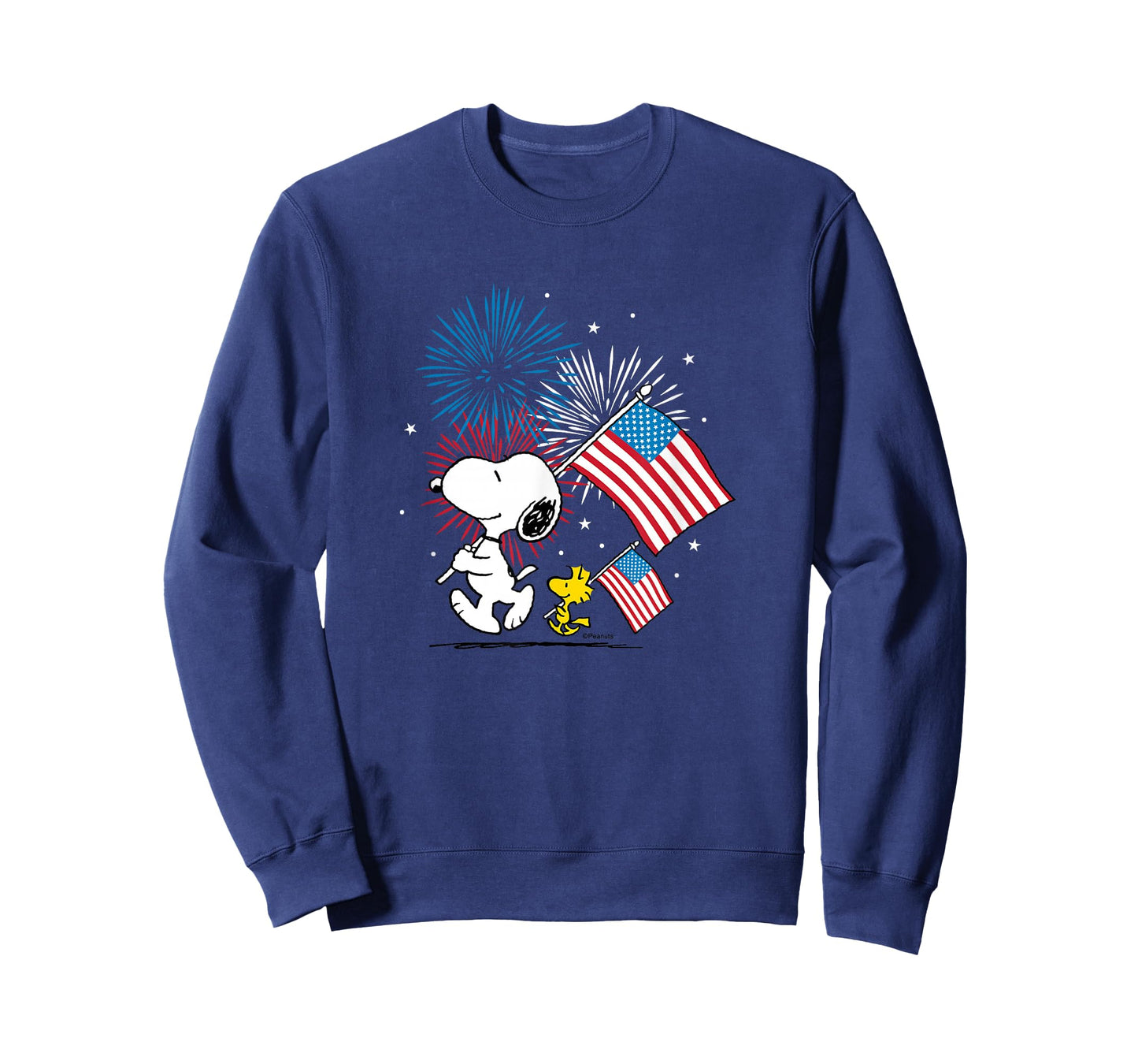 Peanuts - Snoopy & Woodstock American Flags & Fireworks T-Shirt