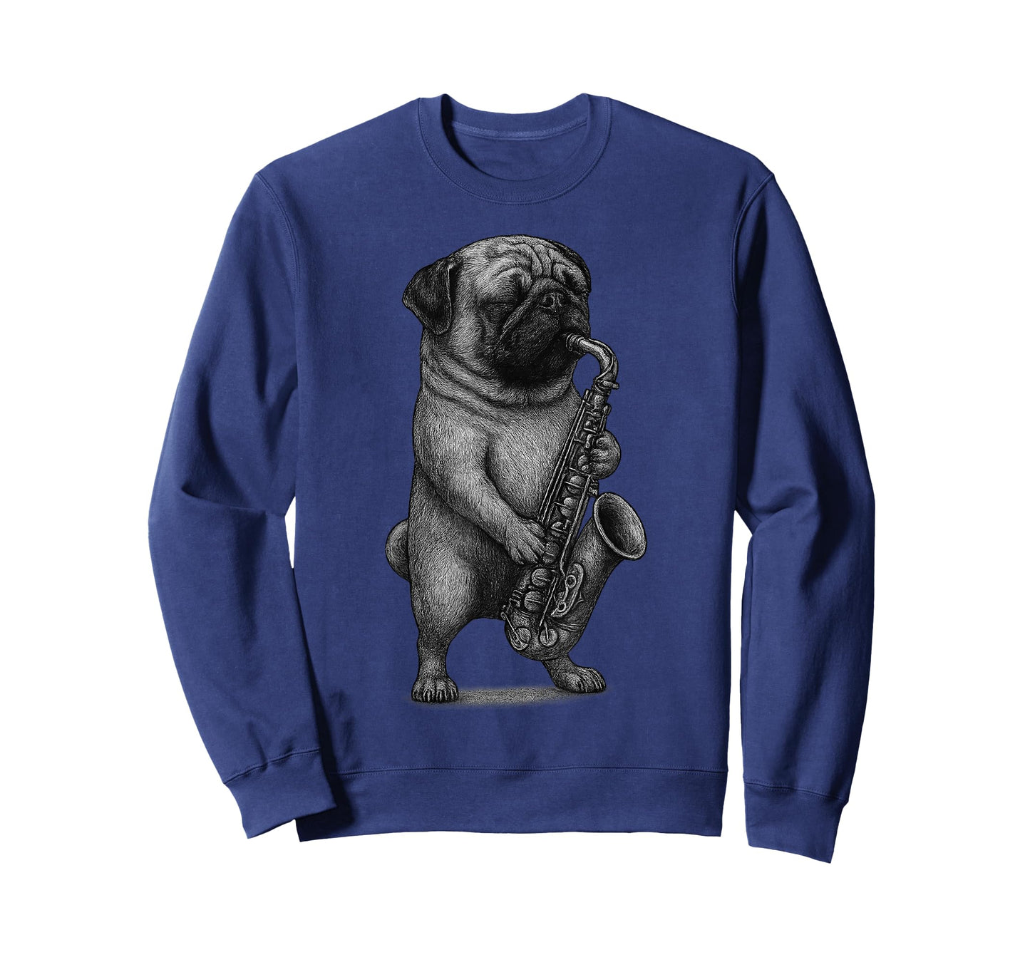 Pug Playing Saxophone Jazz Music Dog Lover T-Shirt