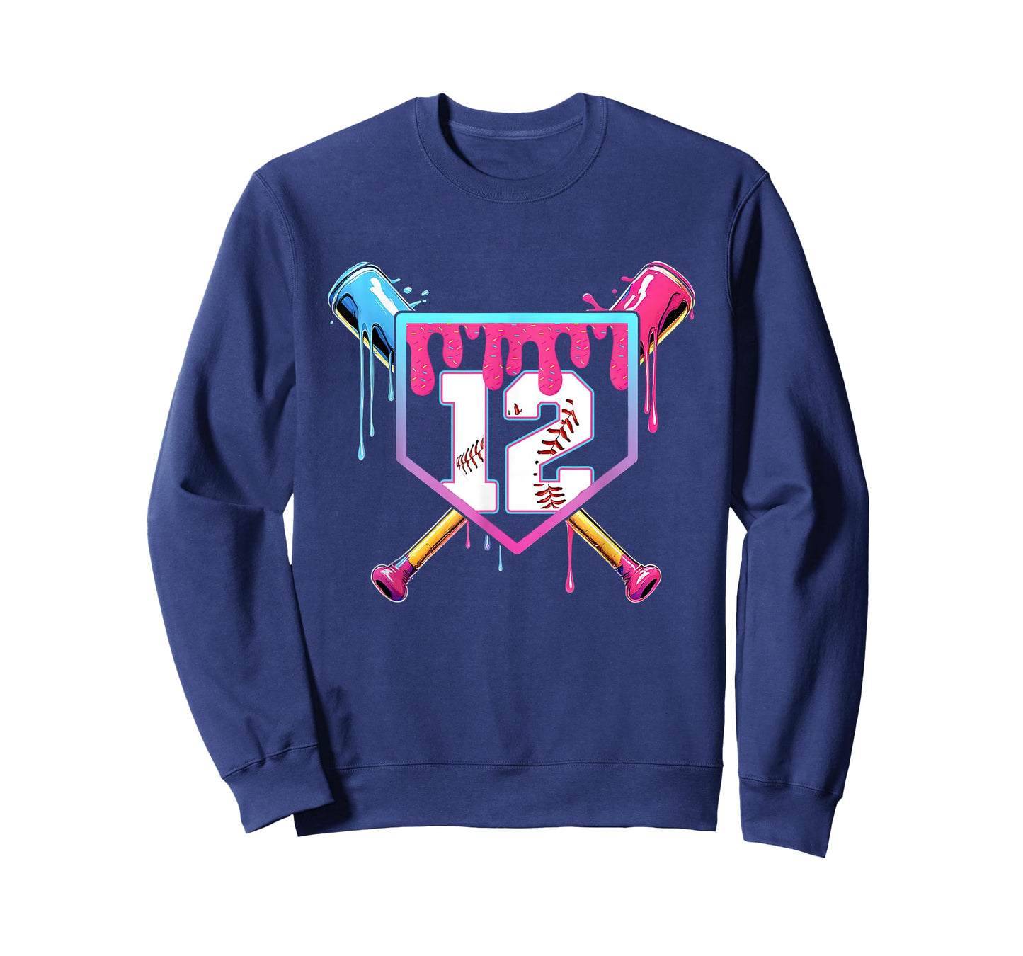 12th Birthday Ice Cream Drip Baseball Splatter 12 Years Kids T-Shirt