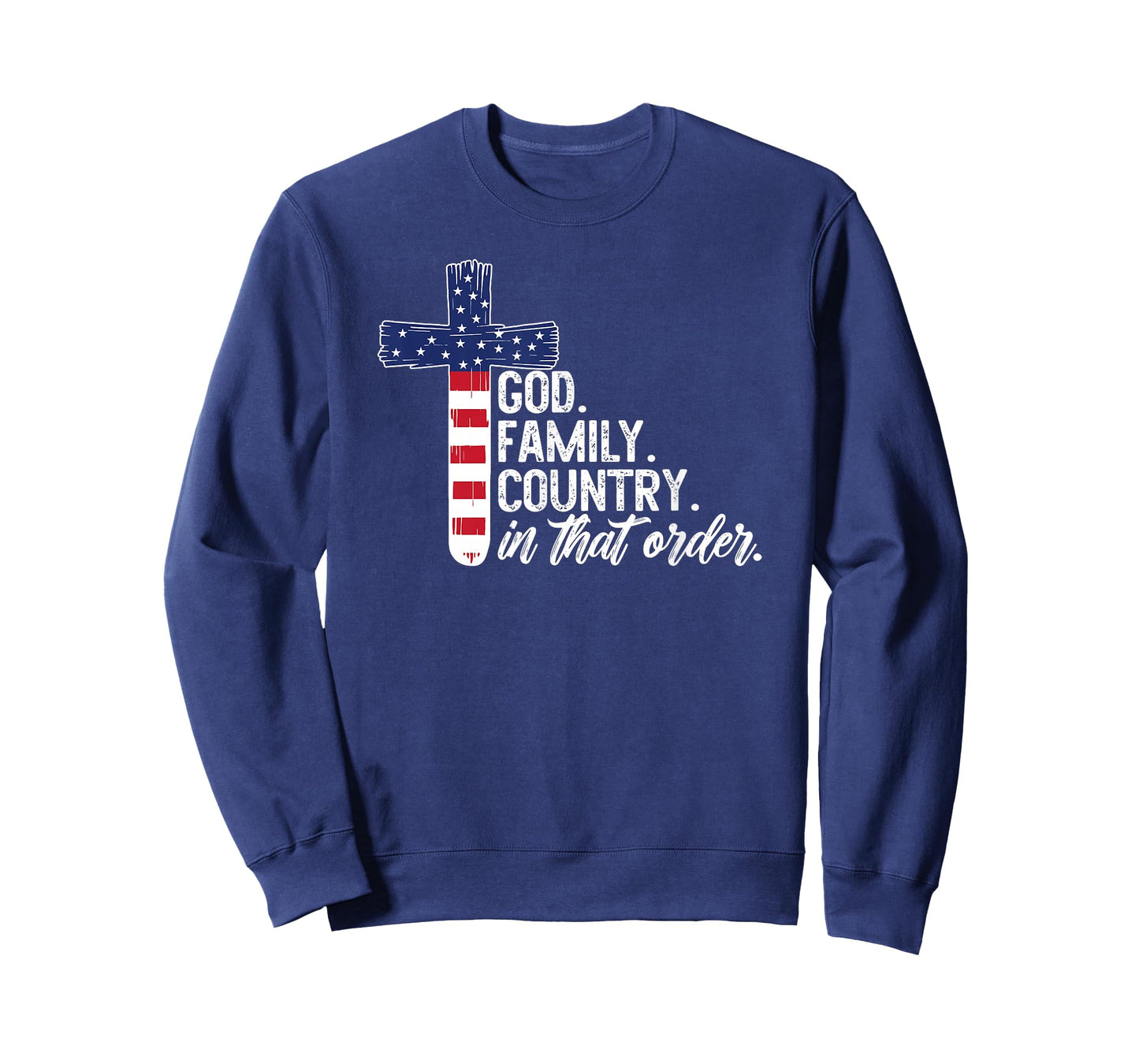 God Family Country in That Order America Flag Faith Cross T-Shirt