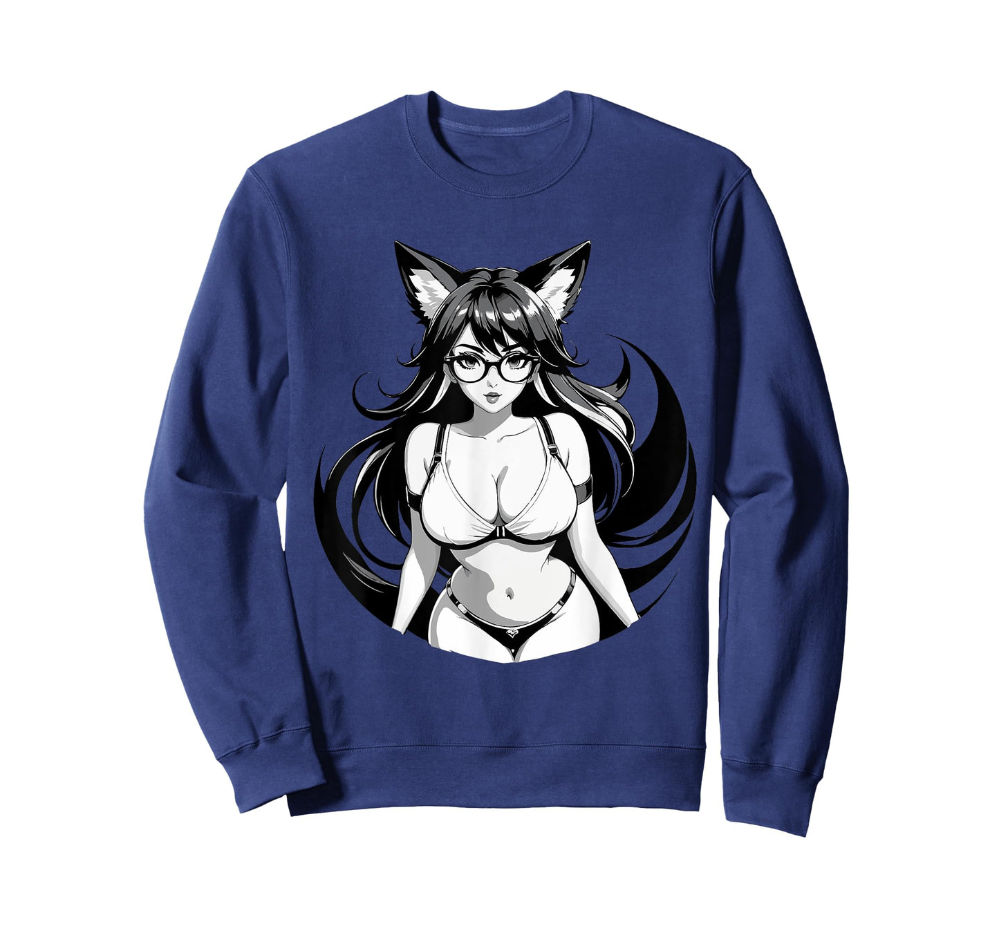 Sexy Waifu Otaku Anime Fox E-Girl Japanese Black & White T-Shirt