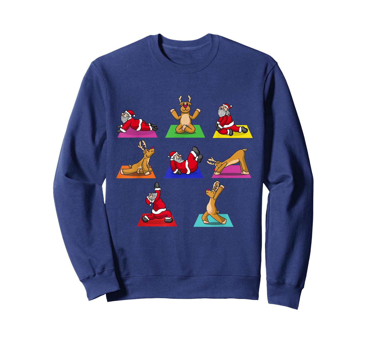 Reindeer Santa Claus Yoga Outfit Ladies Meditation Christmas T-Shirt