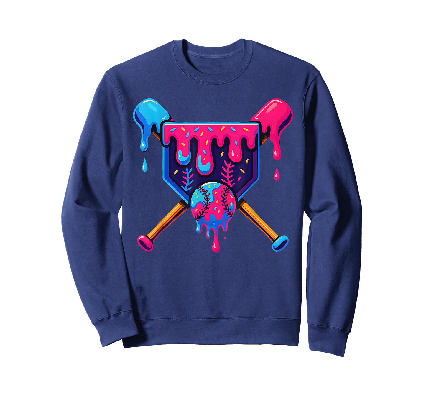Baseball Home Plate Dripping Ice Cream Drip Youth Boys T-Shirt