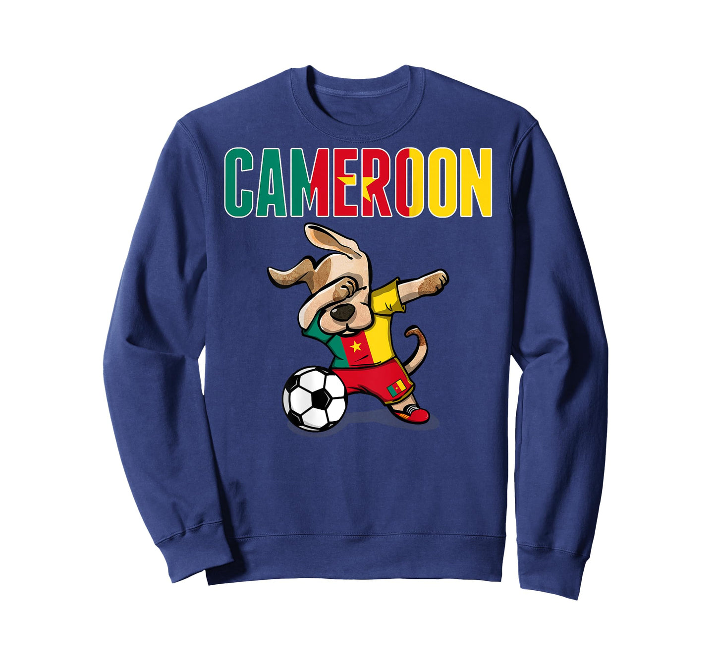 Dabbing Dog Cameroon Soccer Lovers Jersey Cameroonian Flag Men Women Kids T-Shirt