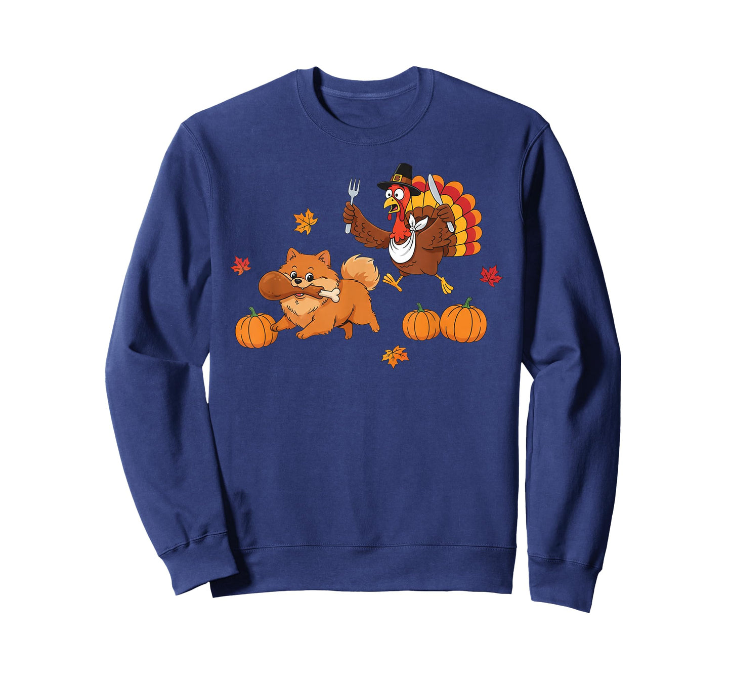 Funny Pomeranian Turkey Autumn Thanksgiving Womens Mens Kids T-Shirt