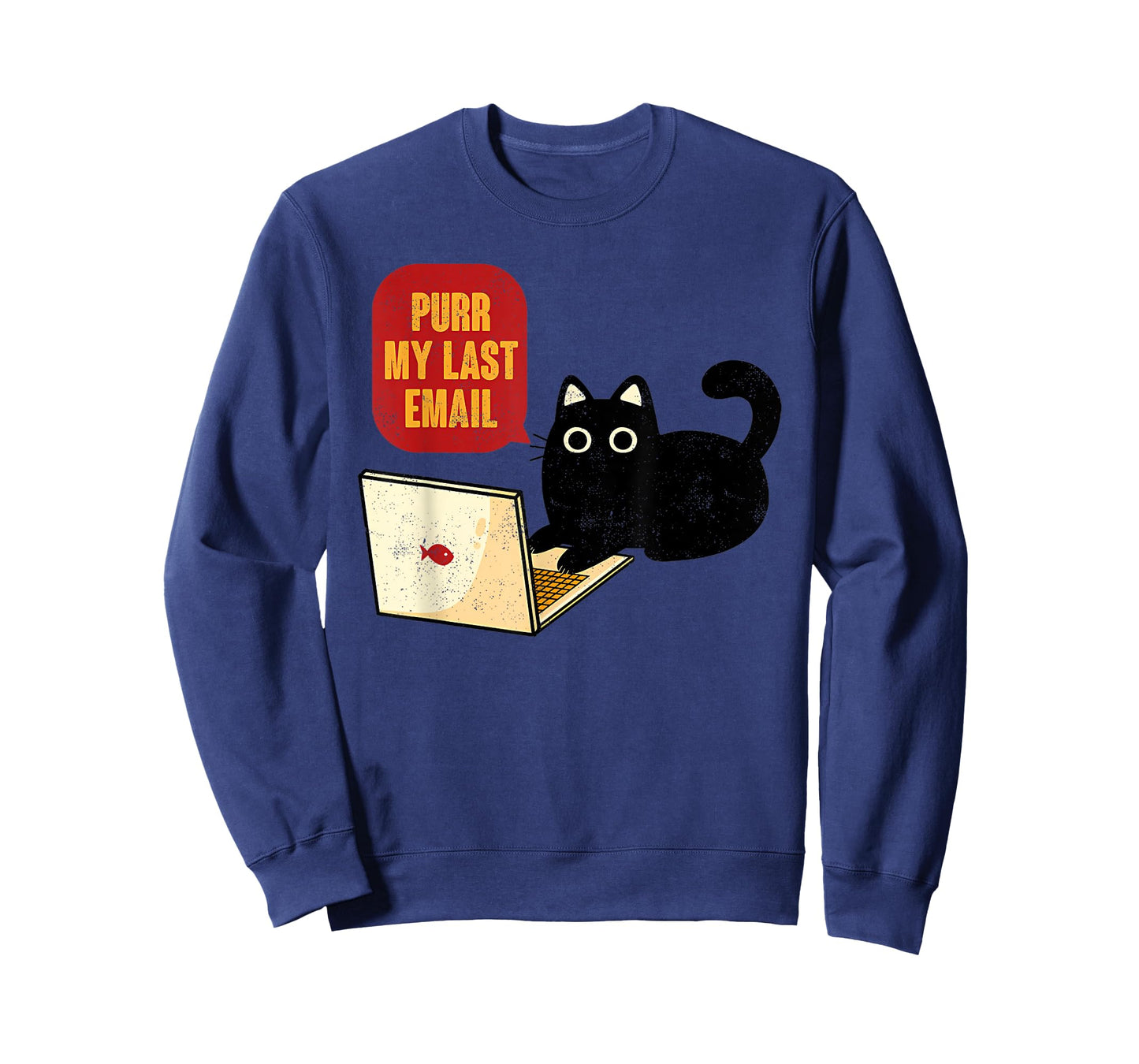 Vintage Purr My Last Email Black Cat Funny Home Office T-Shirt for Men Women