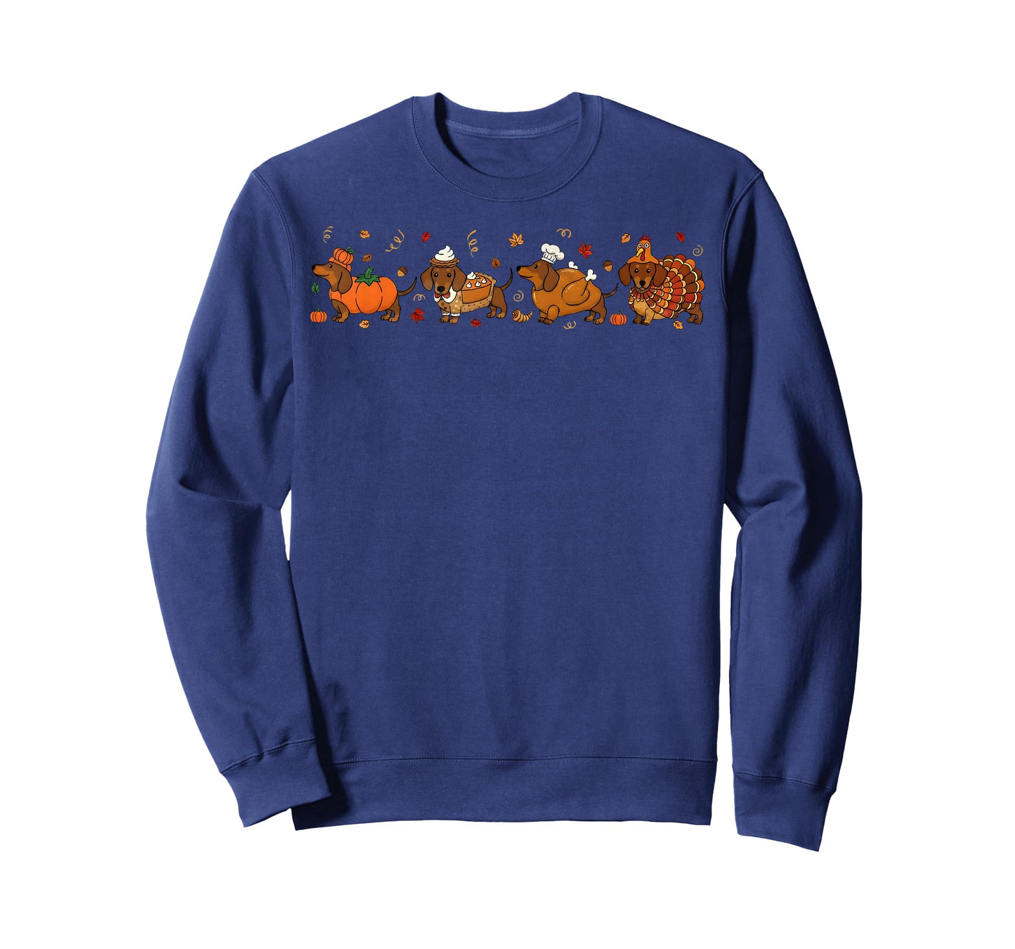Dachshund Dog Pumpkin Pie Turkey Men Women Kid Thanksgiving T-Shirt