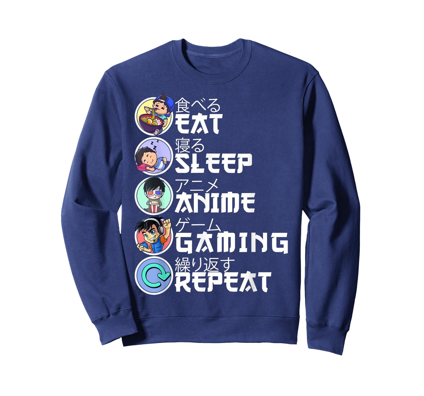 Eat Sleep Anime Gaming Repeat Gamer Japanese Ramen Anime T-Shirt