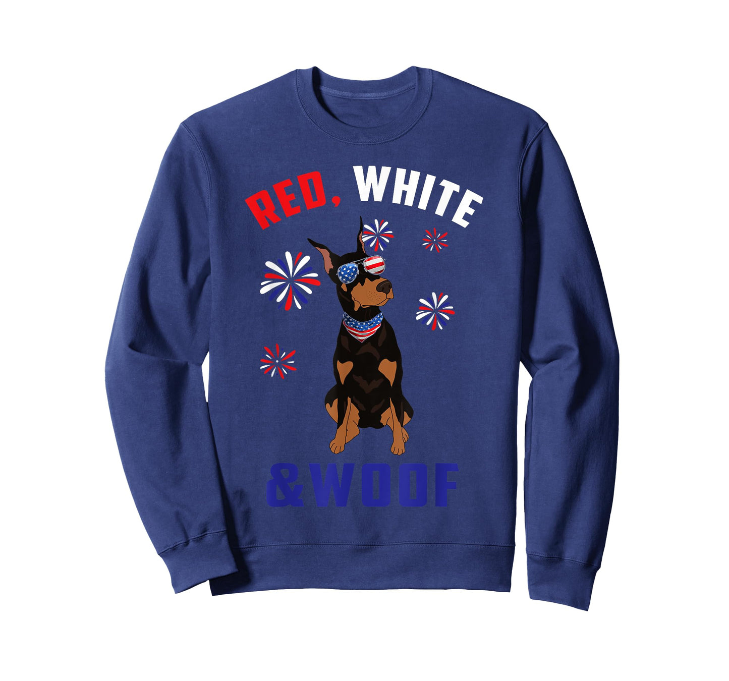 Red White And Woof Black Tan Doberman Dog Lover 4th Of July T-Shirt
