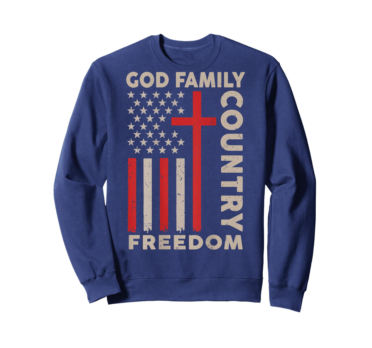 On-Back God Family Country Freedom Patriotic Christian Faith T-Shirt