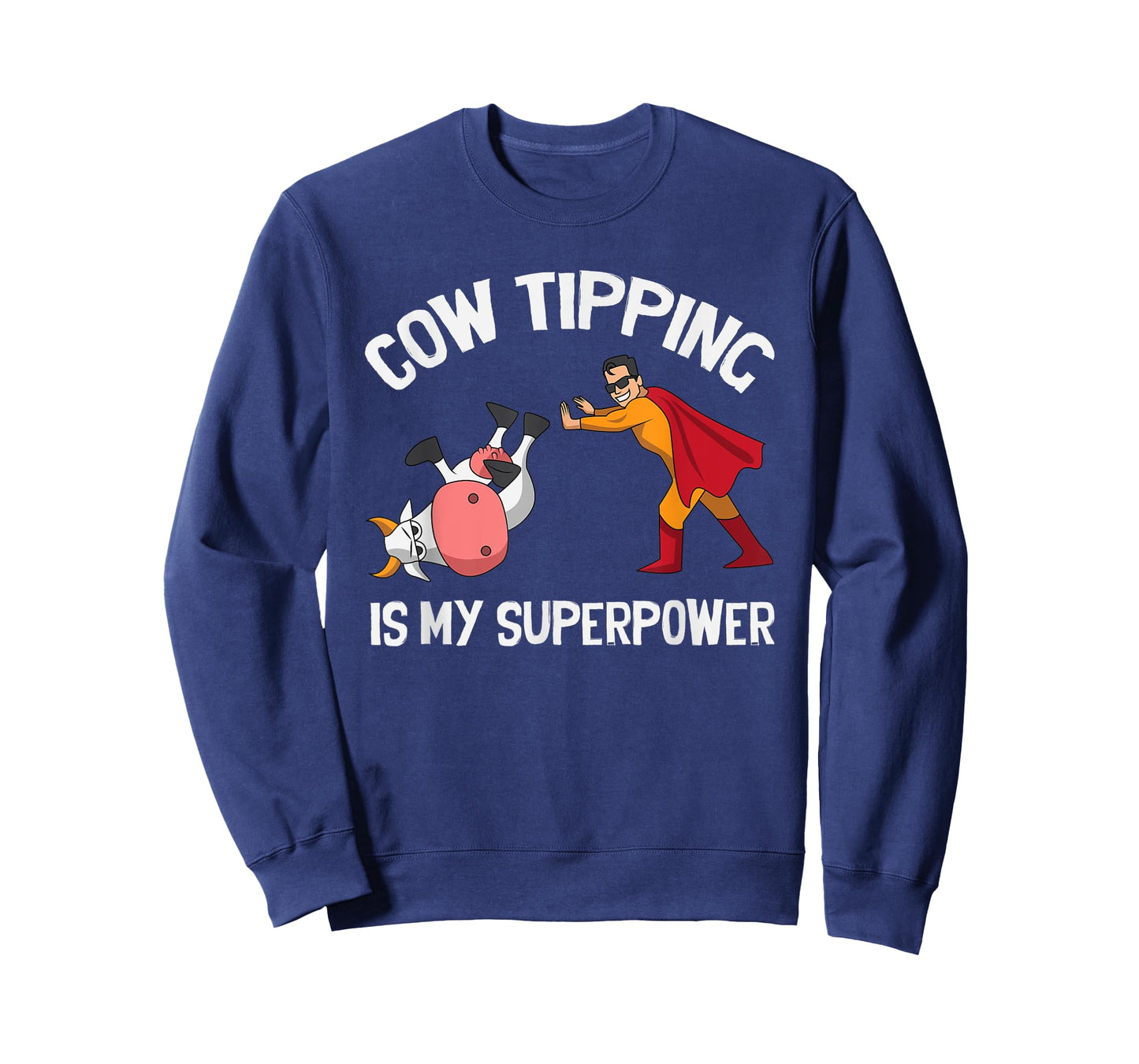 Funny Cow Tipping Redneck Super Hero Humor Country Farm Boy T-Shirt
