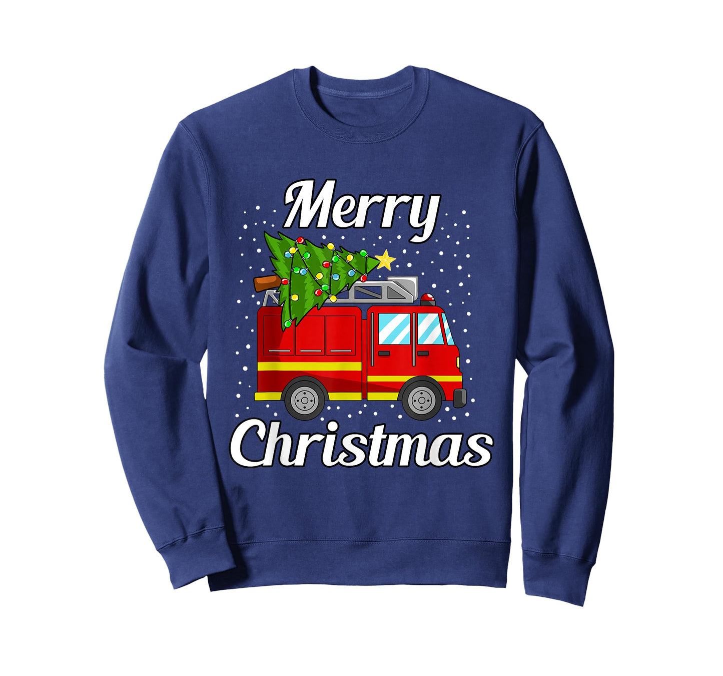 Merry Christmas Tree Firetruck Pajama Firefighter Fireman T-Shirt