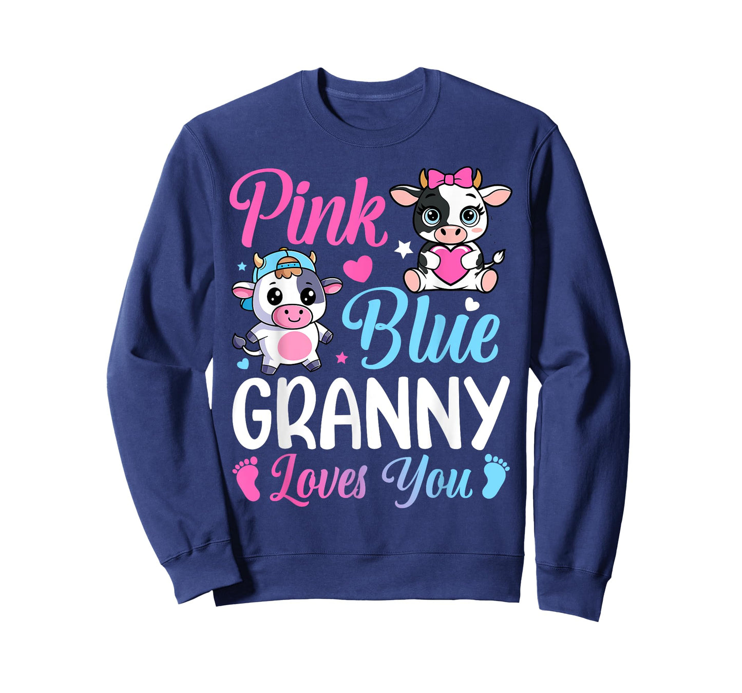 Pink Or Blue Granny Loves You Cow Gender Reveal Family T-Shirt