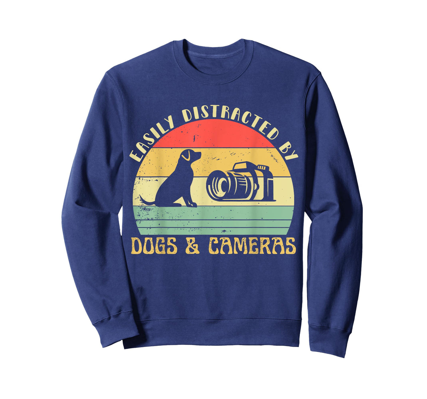 Easily Distracted By Cameras & Dogs Retro Funny Photographer T-Shirt