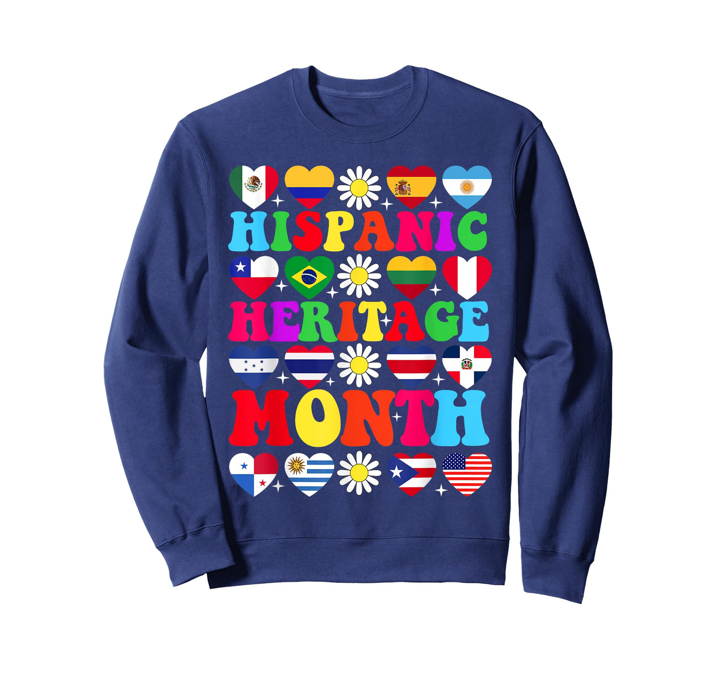 Hispanic Heritage Month Latino All Countries Heart Flags T-Shirt