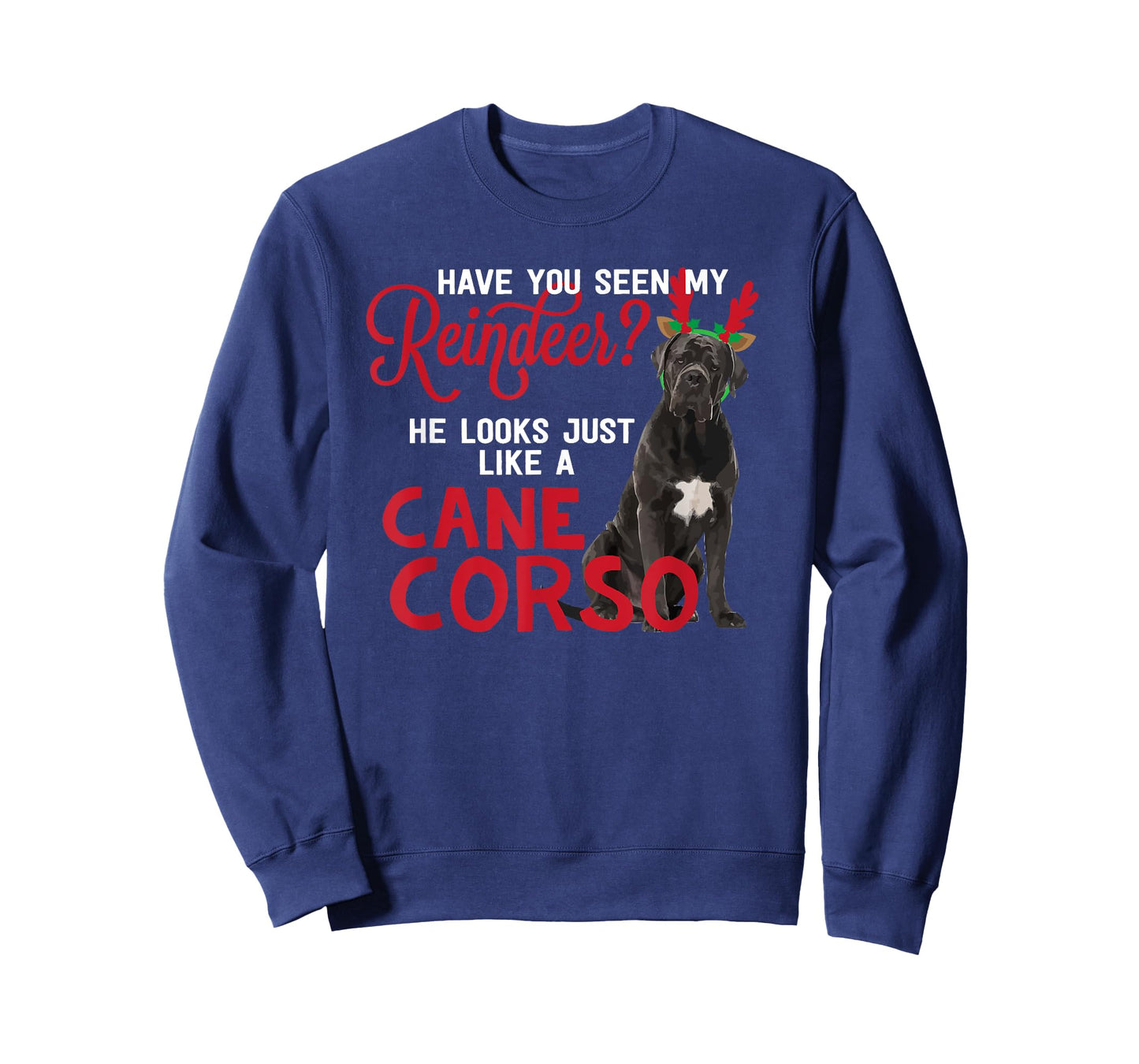 Dog Lover Italian Mastiff Dog Breed Gifts Cane Corso Christmas Reindeer Funny Unisex-Adults T-Shirt Black Small