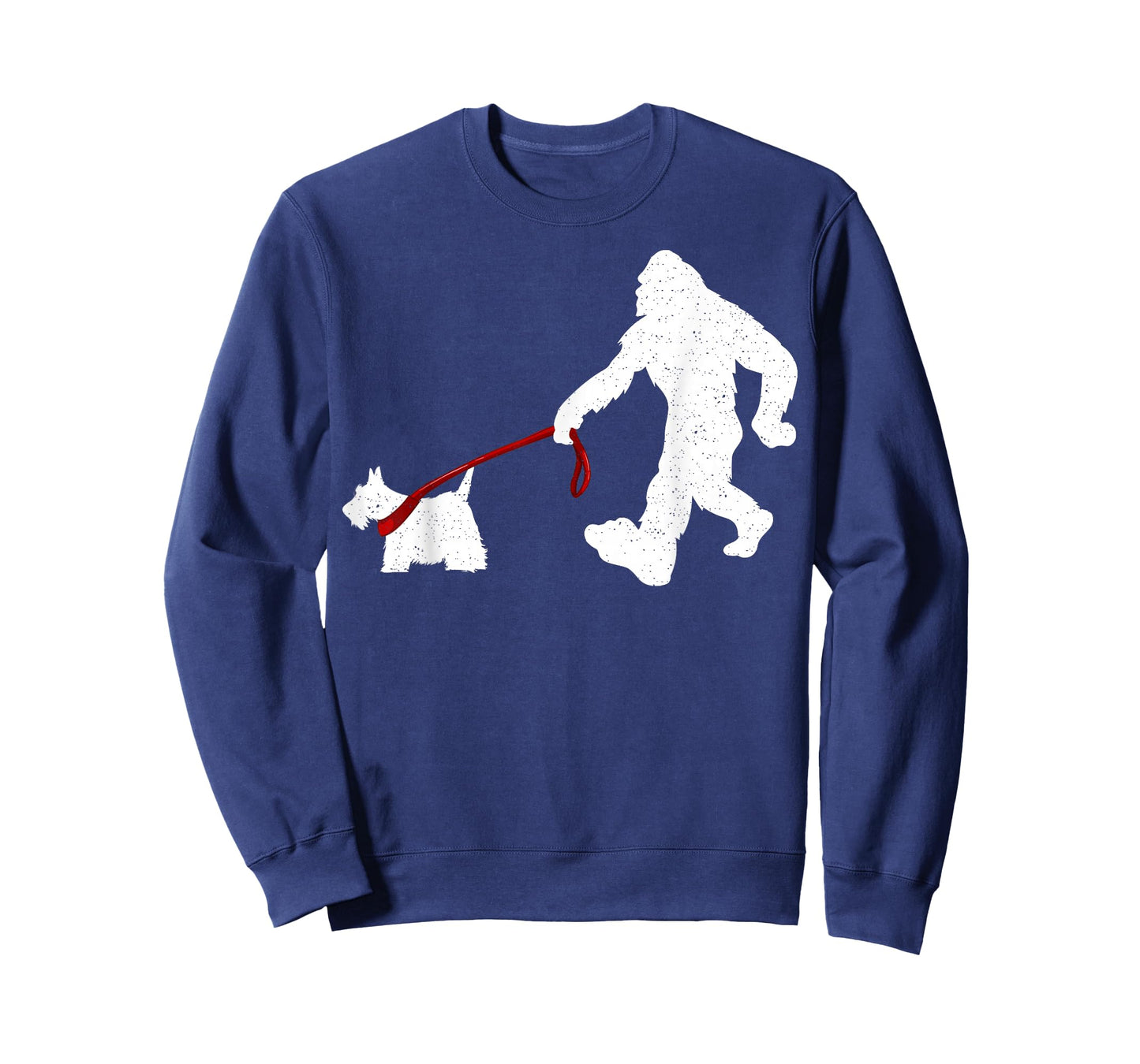 Funny Bigfoot Walking With Scottish Terrier Dog Gifts T-Shirt