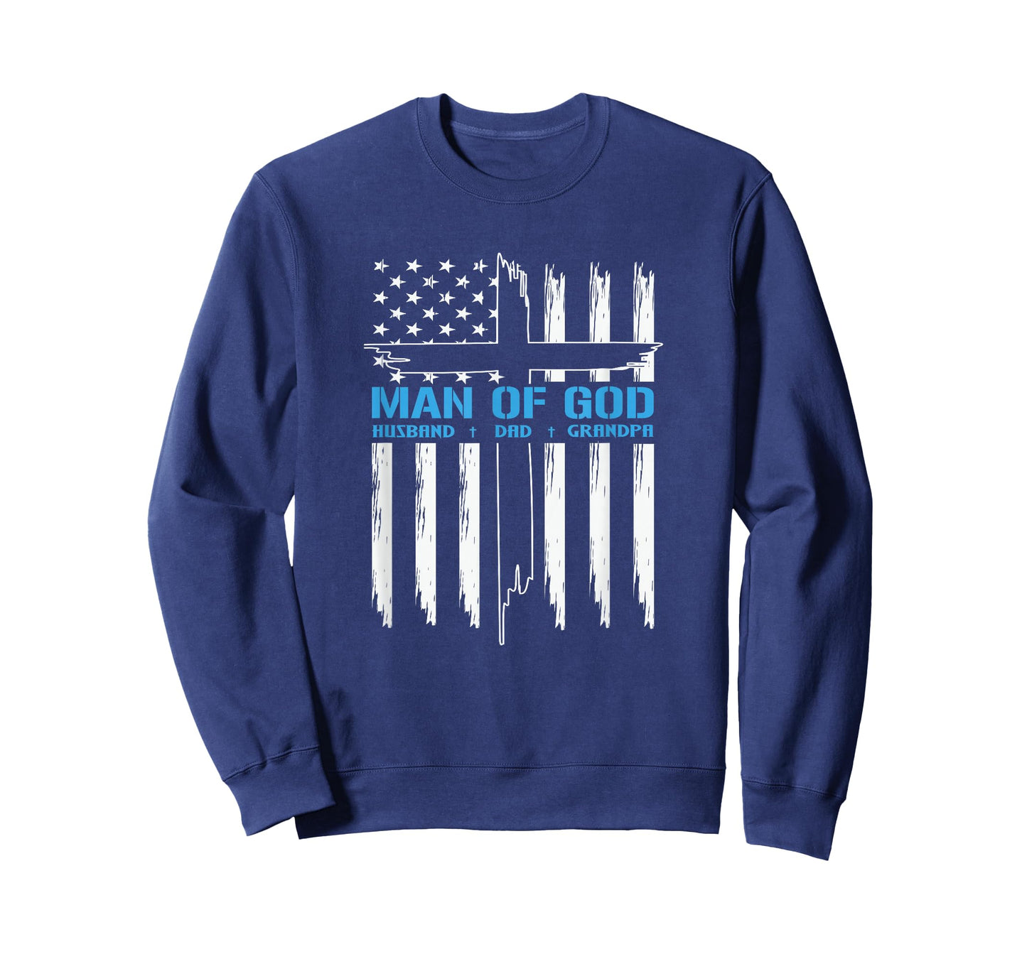 Man Of God Cross American Flag Jesus Christian Tee T-Shirt