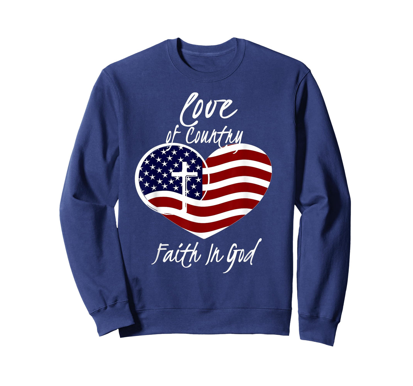 Patriotic Christian Faith In God Heart Cross American Flag T-Shirt