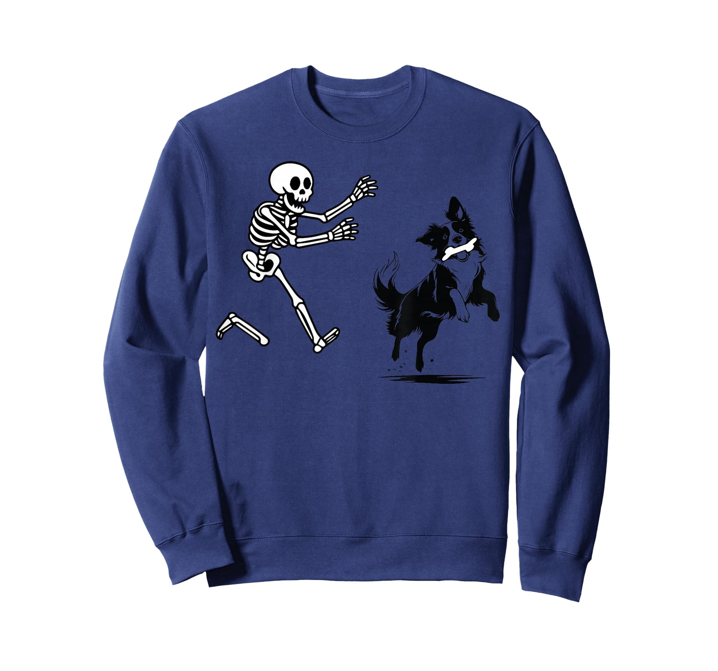 Funny Border Collie Running Skeleton Halloween T-Shirt