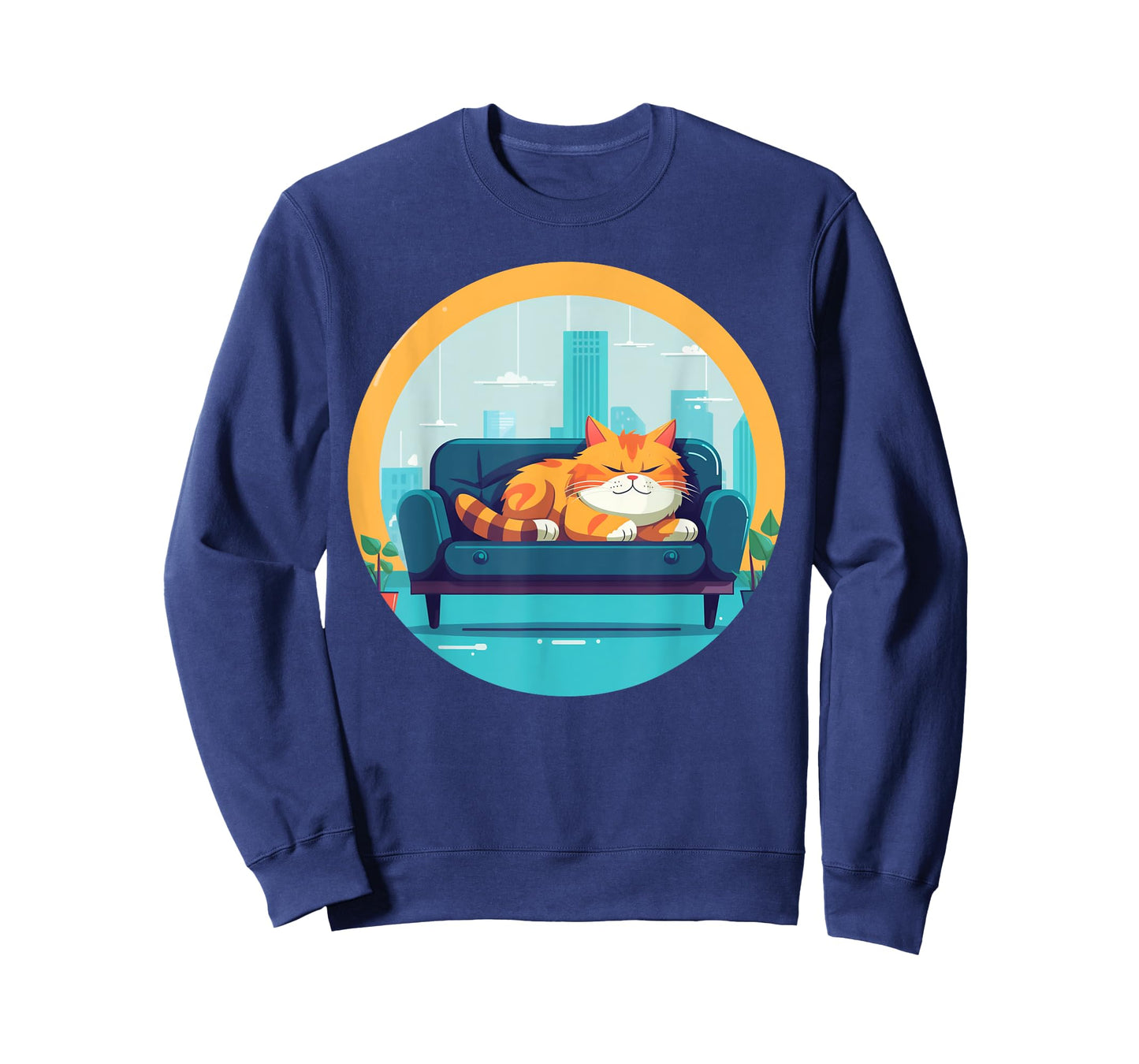 Funny sleepy cat on sofa for cats boys and girls T-Shirt