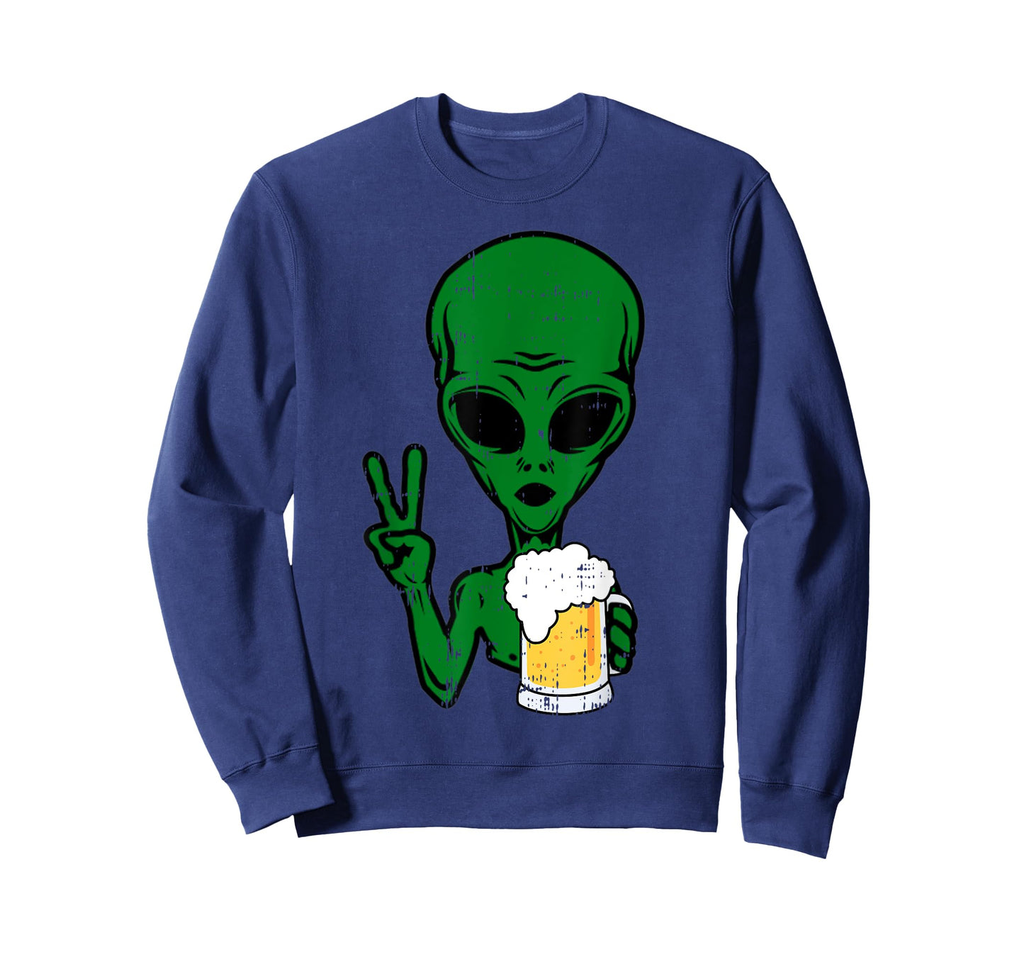 Area-51 Alien Beer Peace Sign Lazy Drinking Halloween Gift T-Shirt
