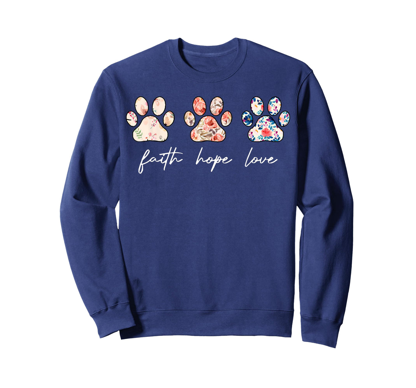 Faith Hope Love Dog Paw Print Flower Christian Religious T-Shirt