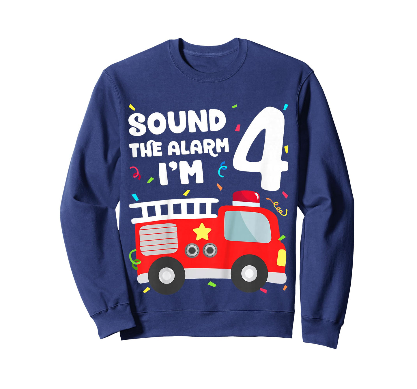 Fire Truck 4th Birthday Toddler Boy Firefighter 4 Year Old T-Shirt