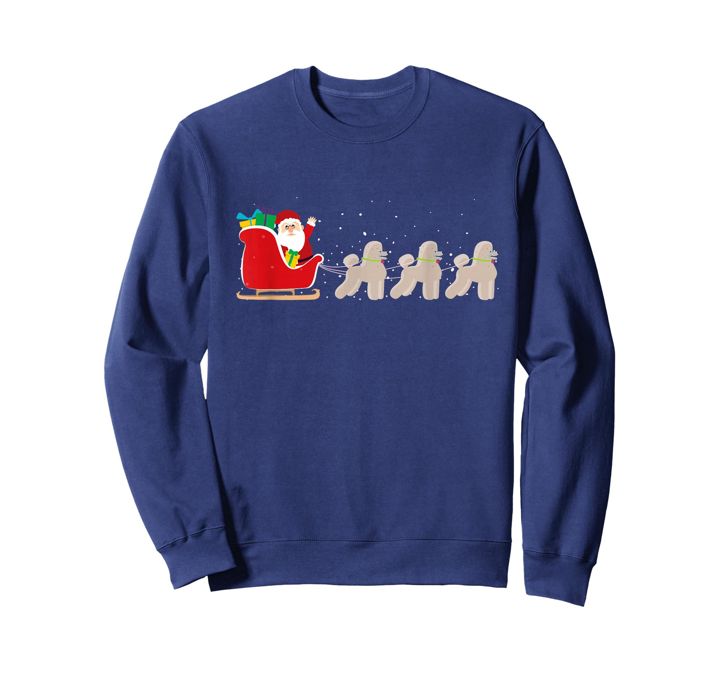Poodle Santa Christmas Sleigh - Funny Poodle Xmas T-Shirt