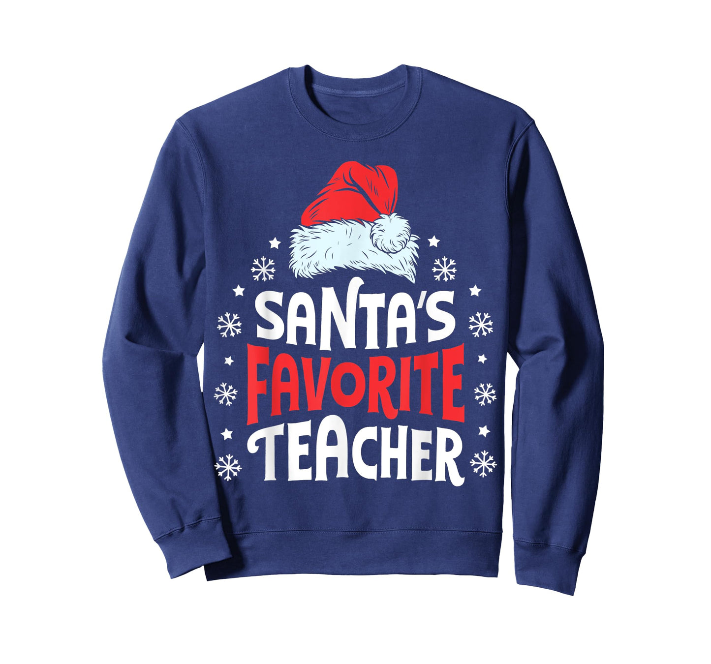 Santa's Favorite Teacher Christmas Women Men Santa Hat Xmas T-Shirt