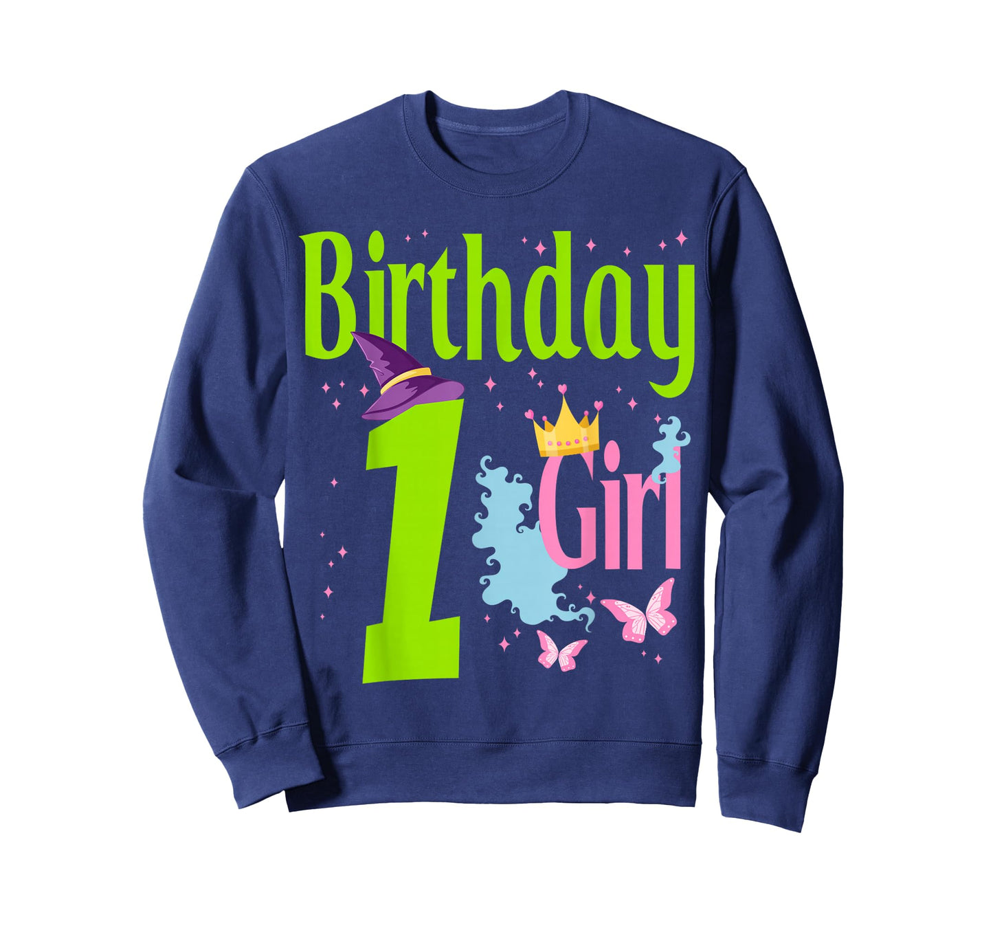 Birthday Girl 1 Princess Crown Butterfly Birthday Party Look T-Shirt
